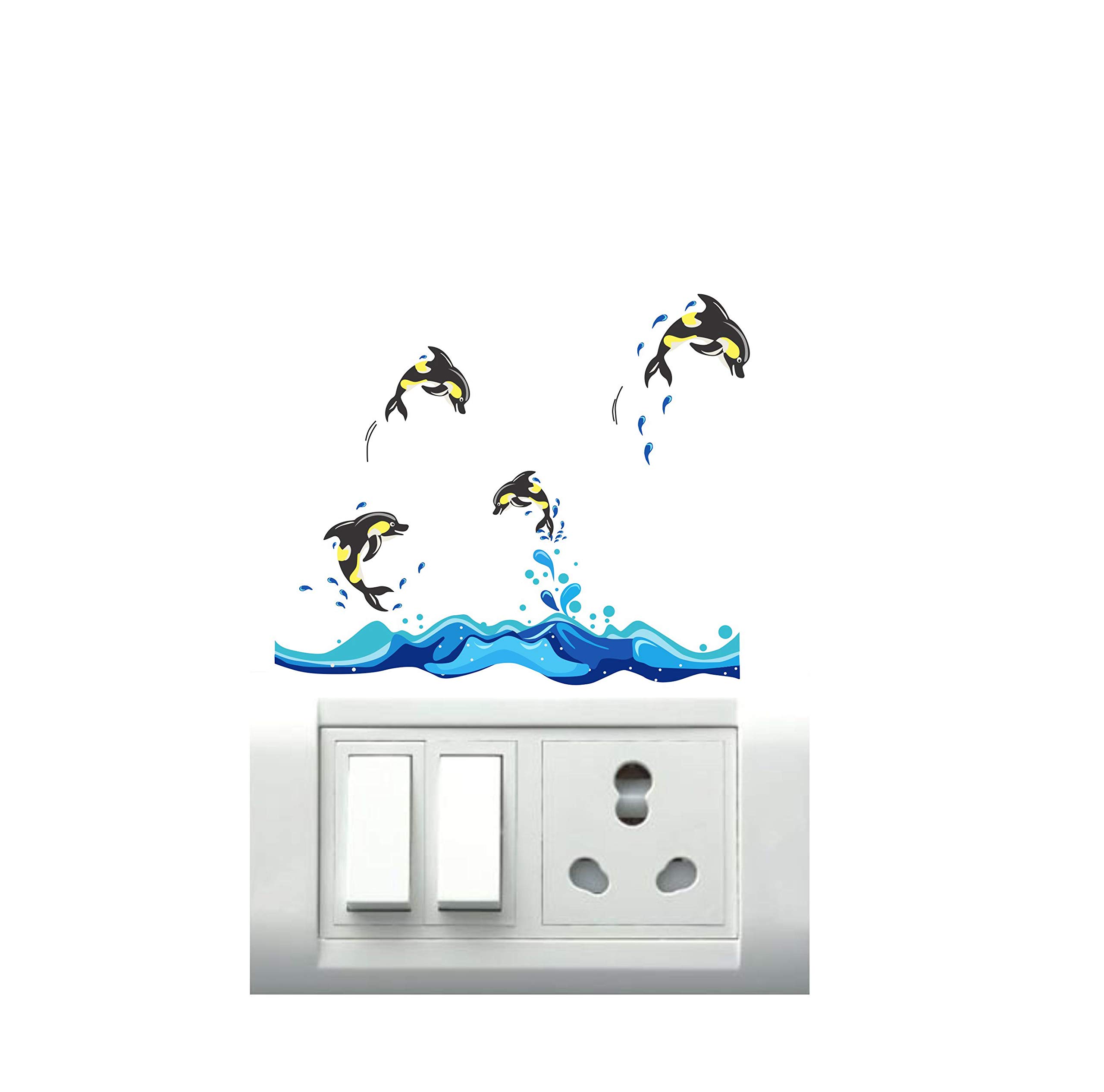 Decor Villa Vinyl PVC Animals Switch Board Wall Sticker, 33 x 25 cm, Multicolour 3