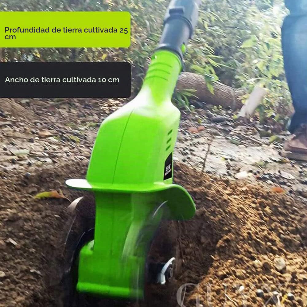 Motoazada para huerto electrozappa con batería de Litio 20 V 4000 mAh azada con Motor eléctrico 2 Cuchillas de 15 cm Ancho Trabajo 10 cm Velocidad 250 RPM Mango ergonómico Cultivo jardín