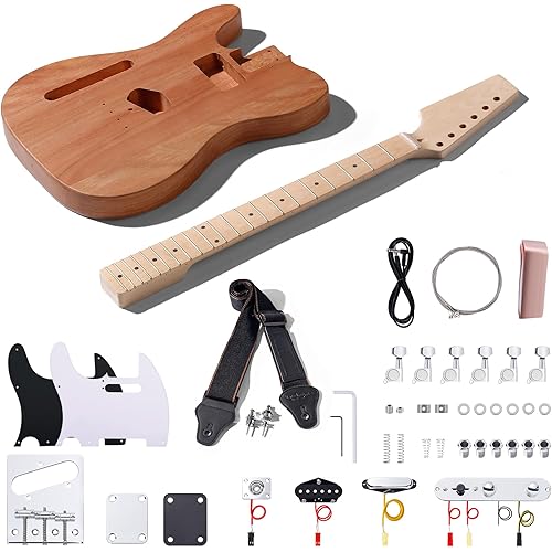Leo Jaymz DIY TL Lefthand Style Electric Guitar Kits with Mahogany Body and Maple Neck - Maple Fingerboard and All Components Included (TL Lefthand)