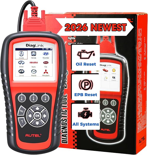 Autel OBD2 Scanner Diaglink Tous les systèmes OBDII Lecteur de code pour ABS, SRS,Sac gonflable, moteur, transmission, etc. EPB, Réinitialisation du pétrole(DIY Version des MD802 Outil de numérisation)