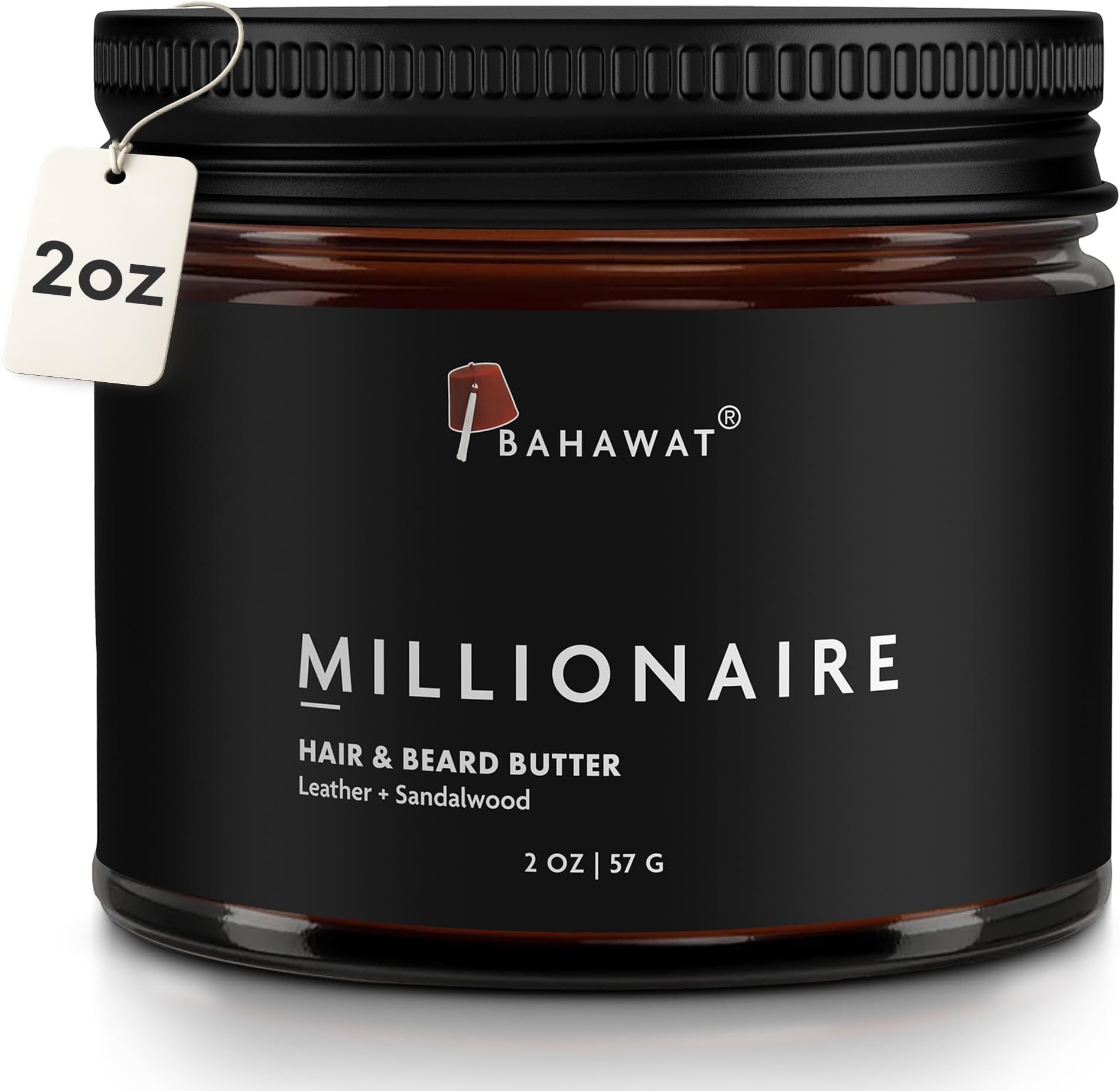 Hair & Beard Butter for Men Leave-in Conditioner - Leather & Sandalwood scent - Strengthen & Soften– Made in USA -Organic Natural Ingredients | The Best Beard Butter - 2 oz.