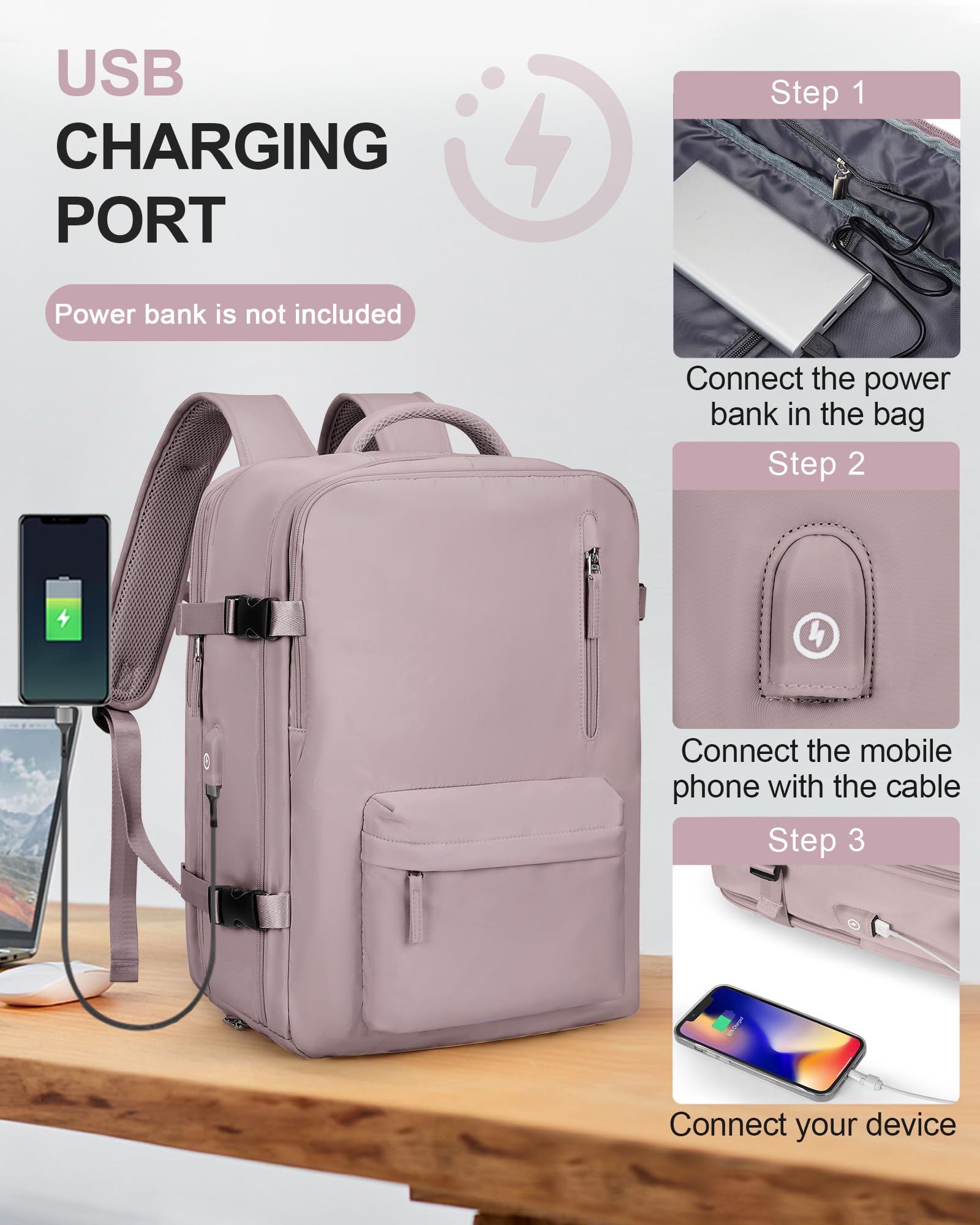 SZLX Zaino Ryanair 40x20x25 Bagaglio a Mano Easyjet 45x36x20 Zaino Borsa da Cabina Donna Zaino Uomo Impermeabile con USB Zaino da Viaggio Aereo con Porta Scarpe Borsa da Viaggio Laptop Travel Backpack