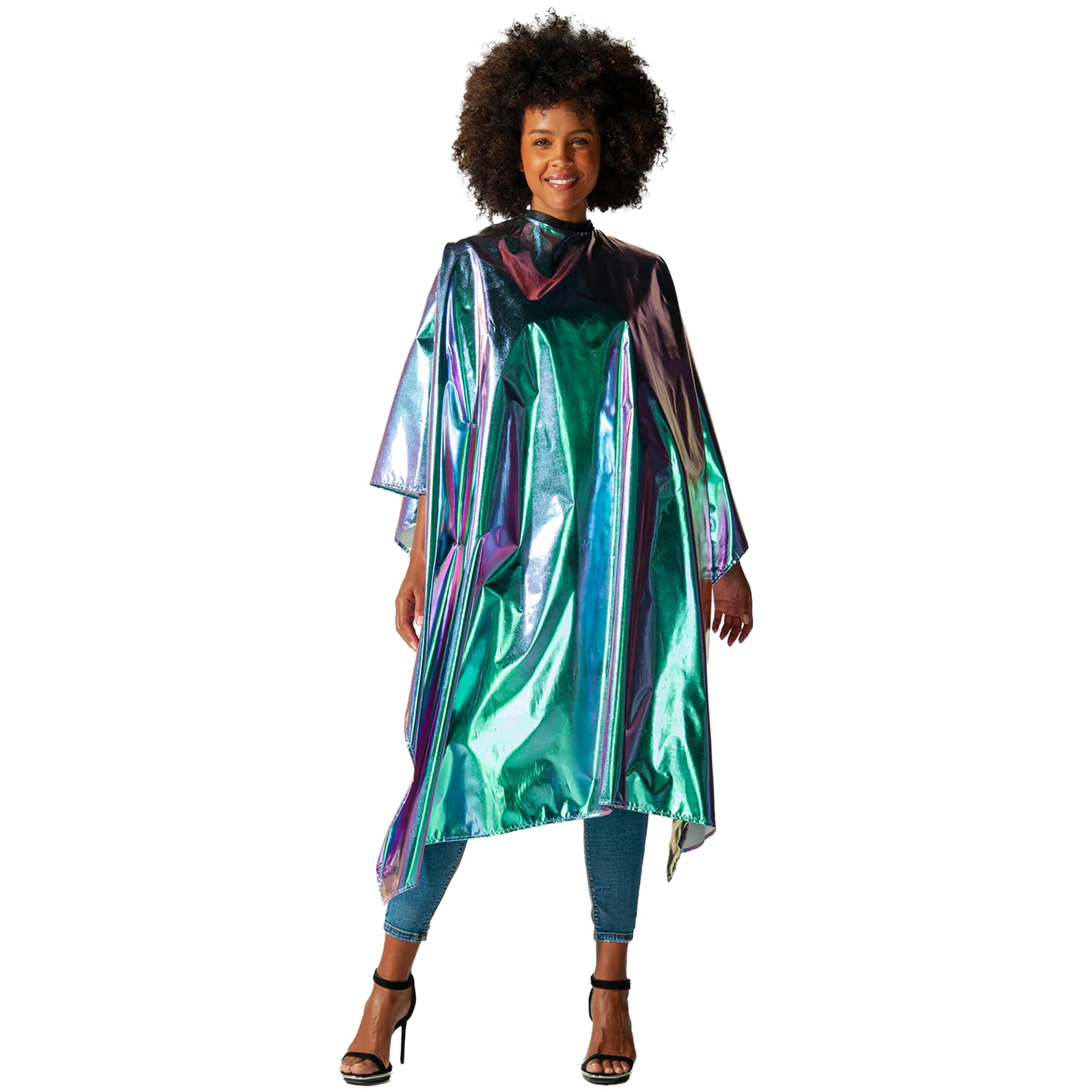 Betty Dain The Aurora Collection All Purpose Cape, 54"W x 65"L, Water & Chemical Proof, Machine Washable, Adjustable Snap Closure, Matches Other The Aurora Collection Products, Holographic Design-image-5