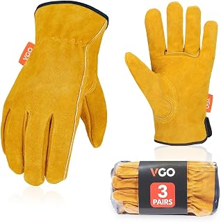 Vgo... Waterproof Cowhide Work Gloves Men Heavy Duty Barbecue Construction Gloves Warehouse Multi-purpose CA9597W