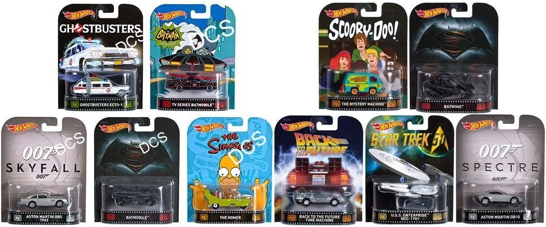 Hot Wheels 2016 Retro Entertainment Series A and B 10 Diecast Vehicles Set