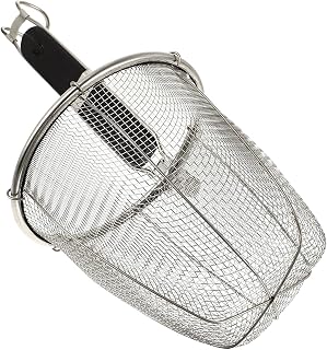 Noodle Straining Basket with Reinforced Handle Kitchen Sieve for Boiling Pasta Dumplings and Vegetables Safe Non-slip Design for Easy Rinsing and Draining in Home Cooking