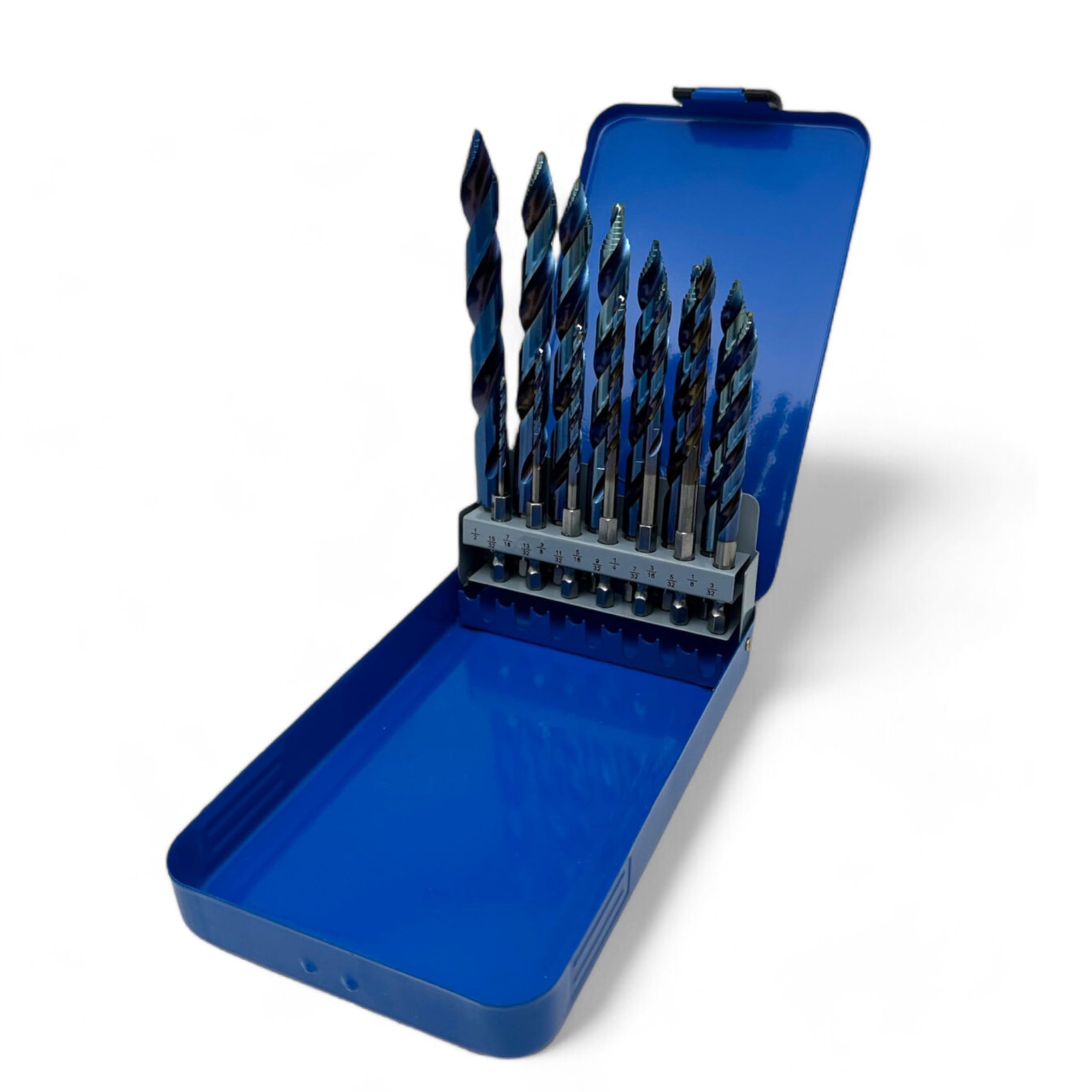 Bad Dog 14 Piece Sheet Metal Drill Bit Set Unique Multistep Hardened Cobalt Tip & Armor Steel Hex Shank. Made in The USA. Drill Through Nearly Everything! Hardened Steel, Masonry, Wood, Tile & More.