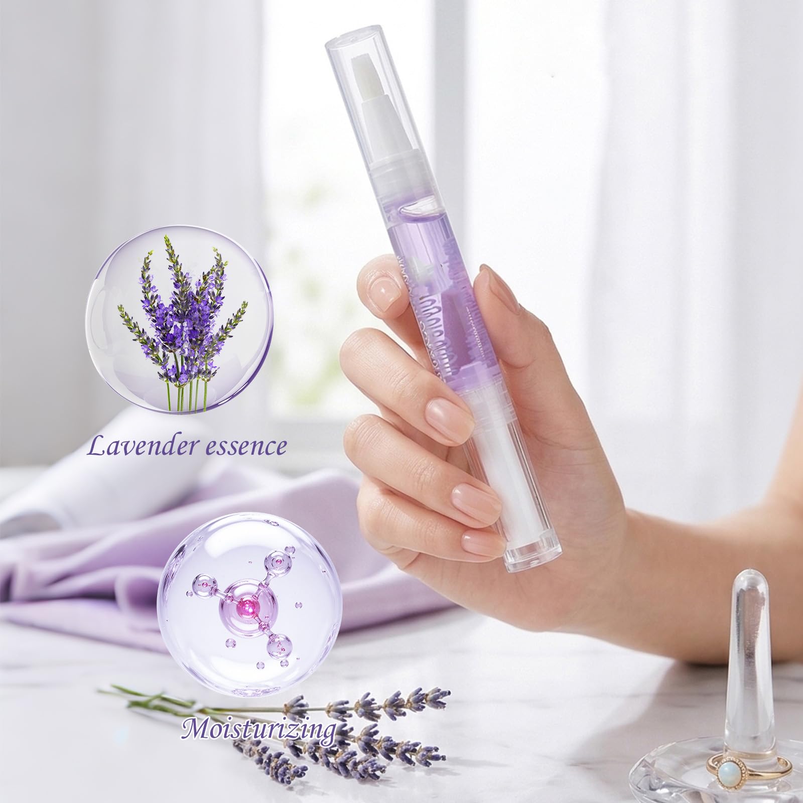1 pz Trattamento cuticole in penna, olio nutriente alla lavanda, applicatore a pennello, previene pellicine e secchezza, per ufficio, viaggi e uso quotidiano, indispensabile per mani curate