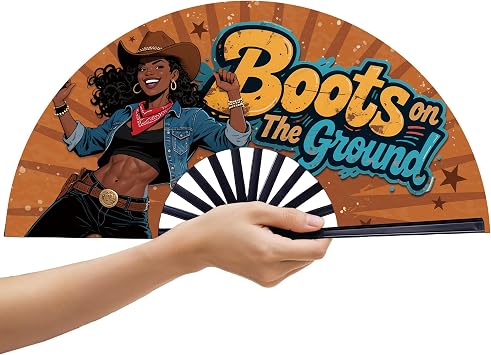 13 Large Boots On The Ground Hand Fan, Where Them Fans At Clack Fans for Line Dancing, Portable Popping Fan for Cowboy Church Rave Wedding Party Decoration 26 Style 2