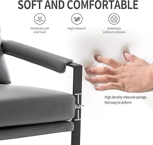 Miniatura 6 de UNICOO Silla decorativa de cuero sintético con marco de metal, sillas decorativas modernas para sala de estar, dormitorio u oficina, sillones de