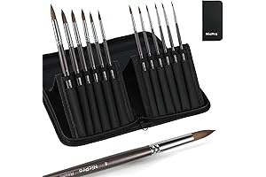 Nicpro 12-Piece Professional Mop Art and Watercolor Paintbrushes