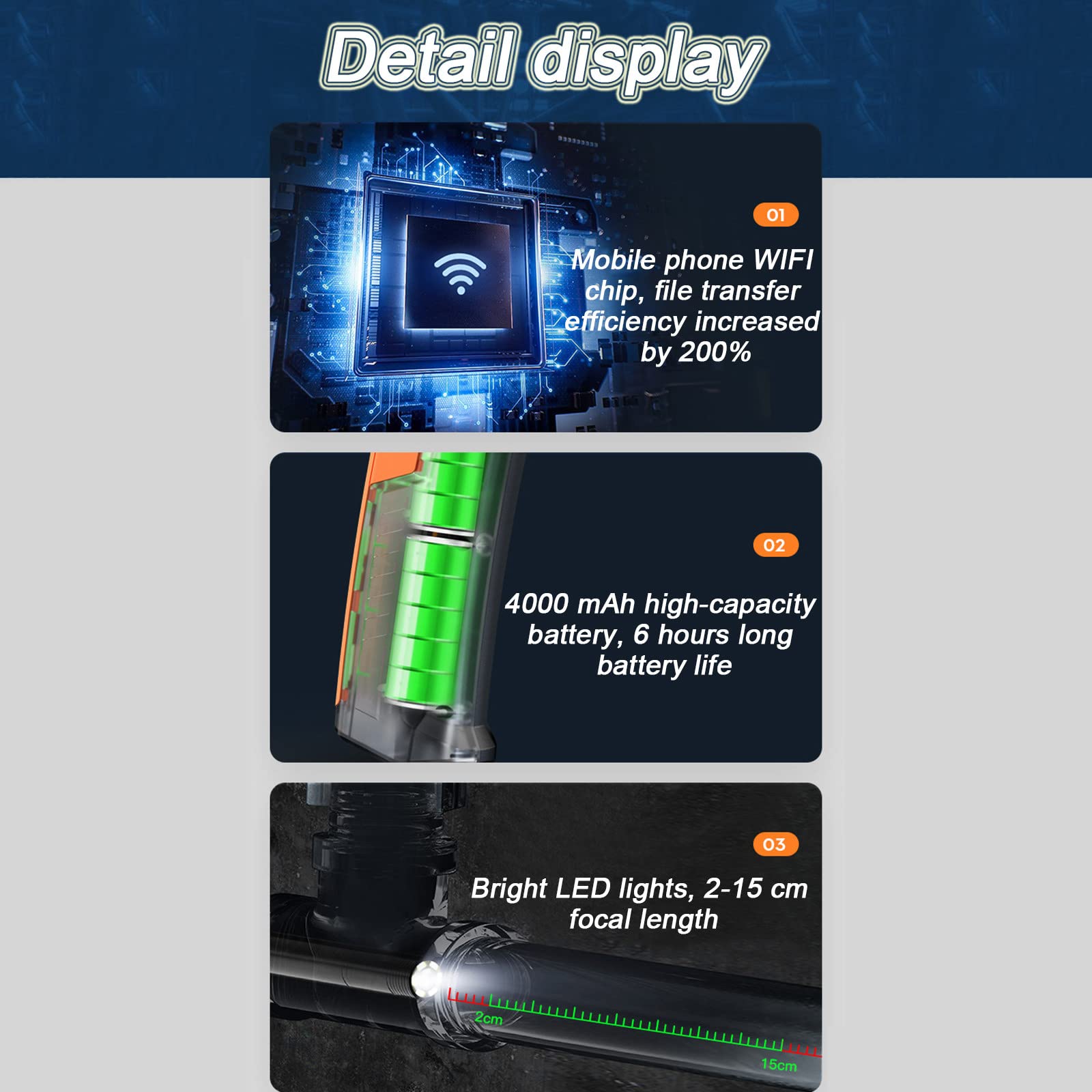 NYANS Boroscopio Articulado con 3 Lentes, con Pantalla OLED de 5 Pulgadas, Compatible con Sistema Dual iOS y Android, Cámara de Inspección Industrial de 2 Millones de Píxeles HD