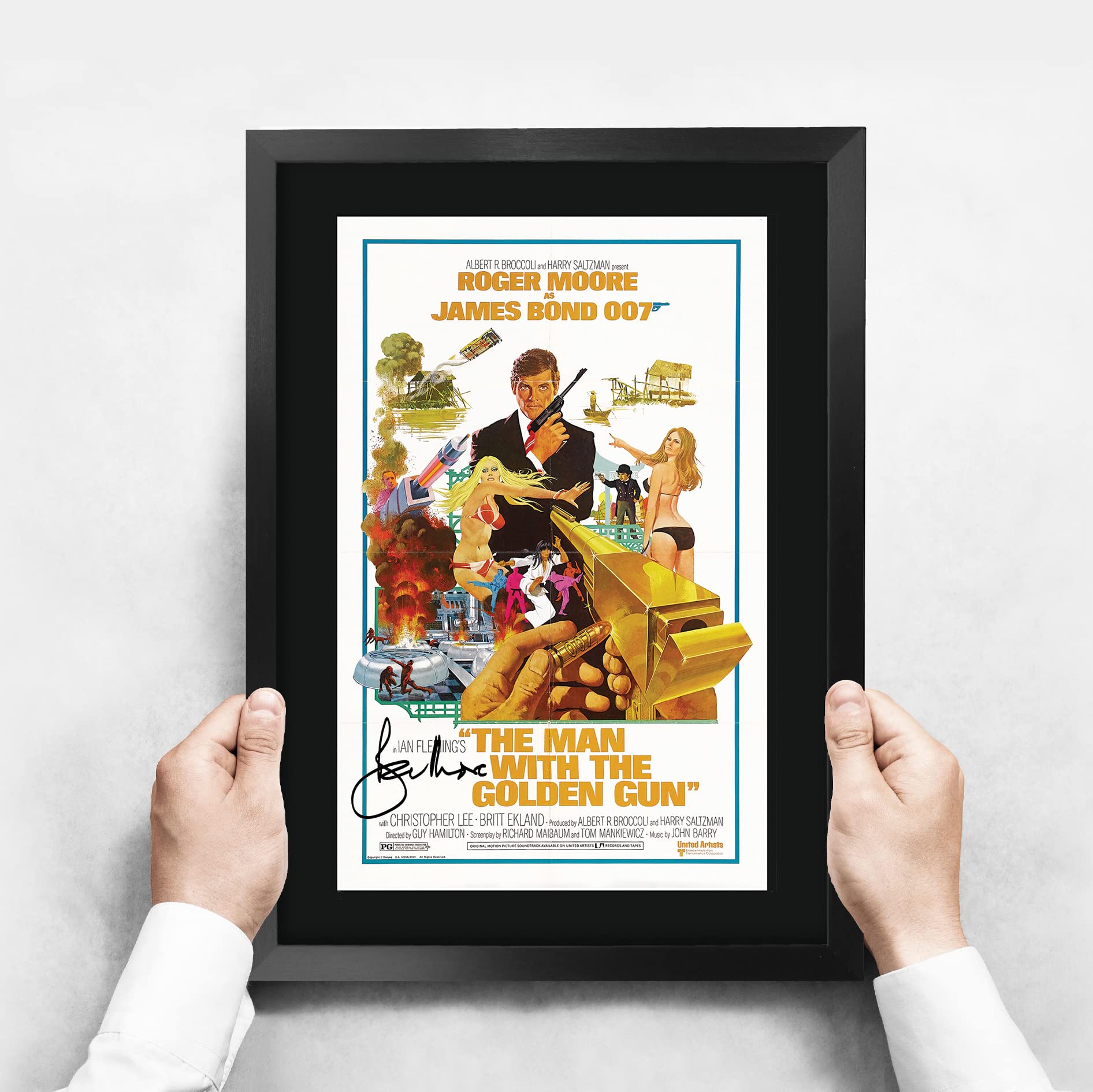 HWC Trading A3 FR James Bond - Der Mann mit dem goldenen Colt Movie Poster Roger Moore Signed Geschenk GESTALTET A3 Printed Autogramm Film Geschenke drucken Fotobildanzeige