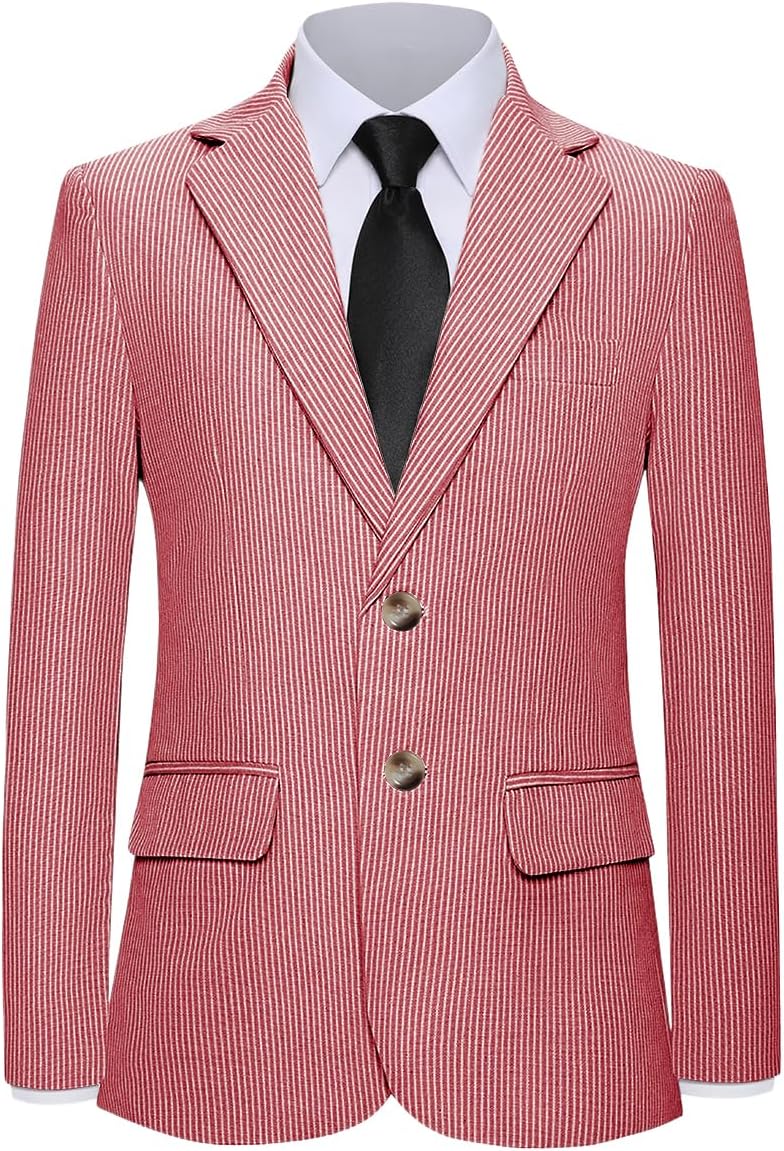 Blazers for Boys Linen Suits Jackets Kids Linen Sports Coats Boys Lightweight Blazer Slim Fit Boy Striped Casual Blazer