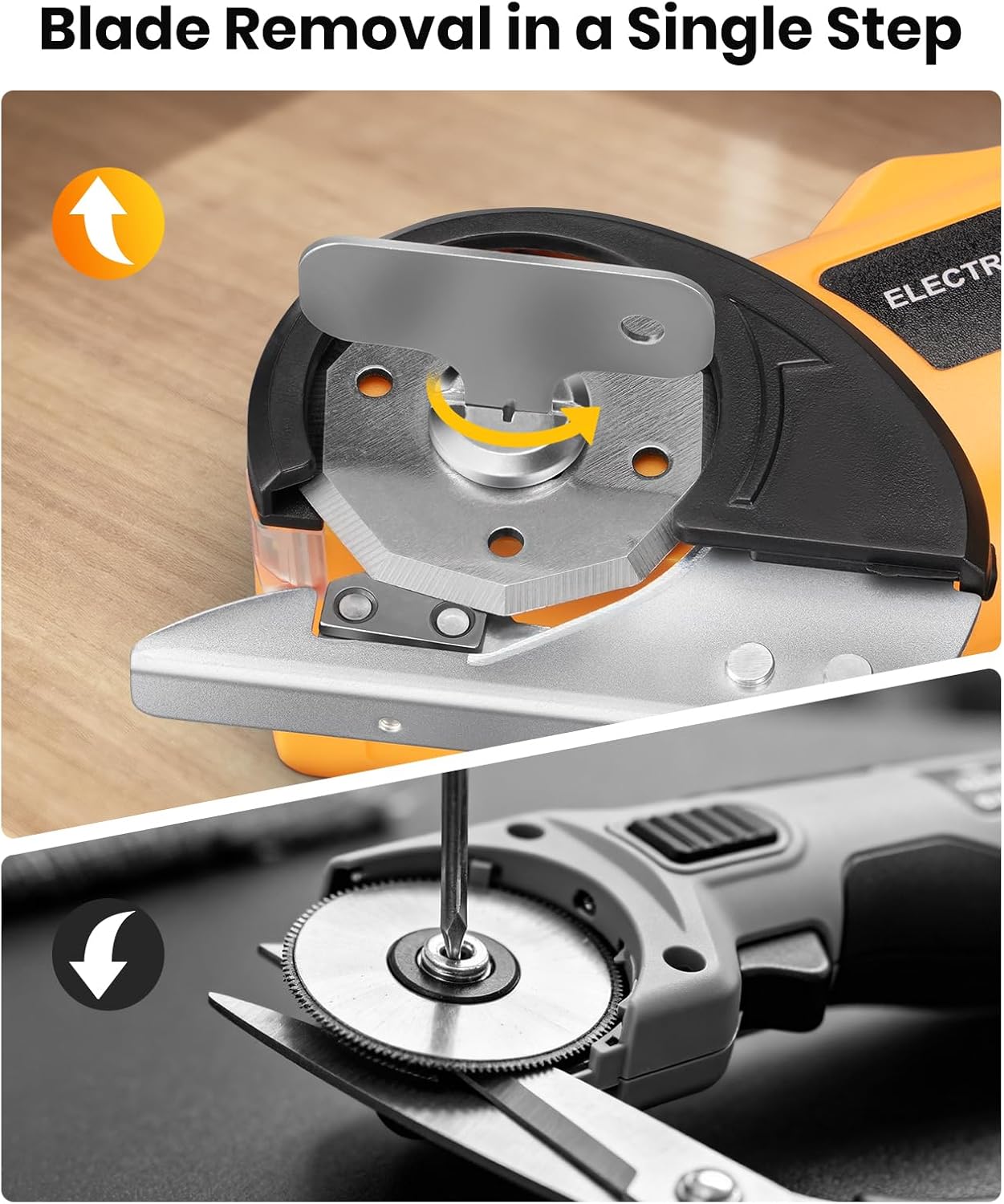 Cordless Electric Scissors,Cardboard Cutter with 2.0Ah Battery,Rotary Cutter For Fabric with 3 Blades,Storage Box,USB Charging Cable,Cutting Cardboard Fabric Leather Plastic Carpet (Yellow)