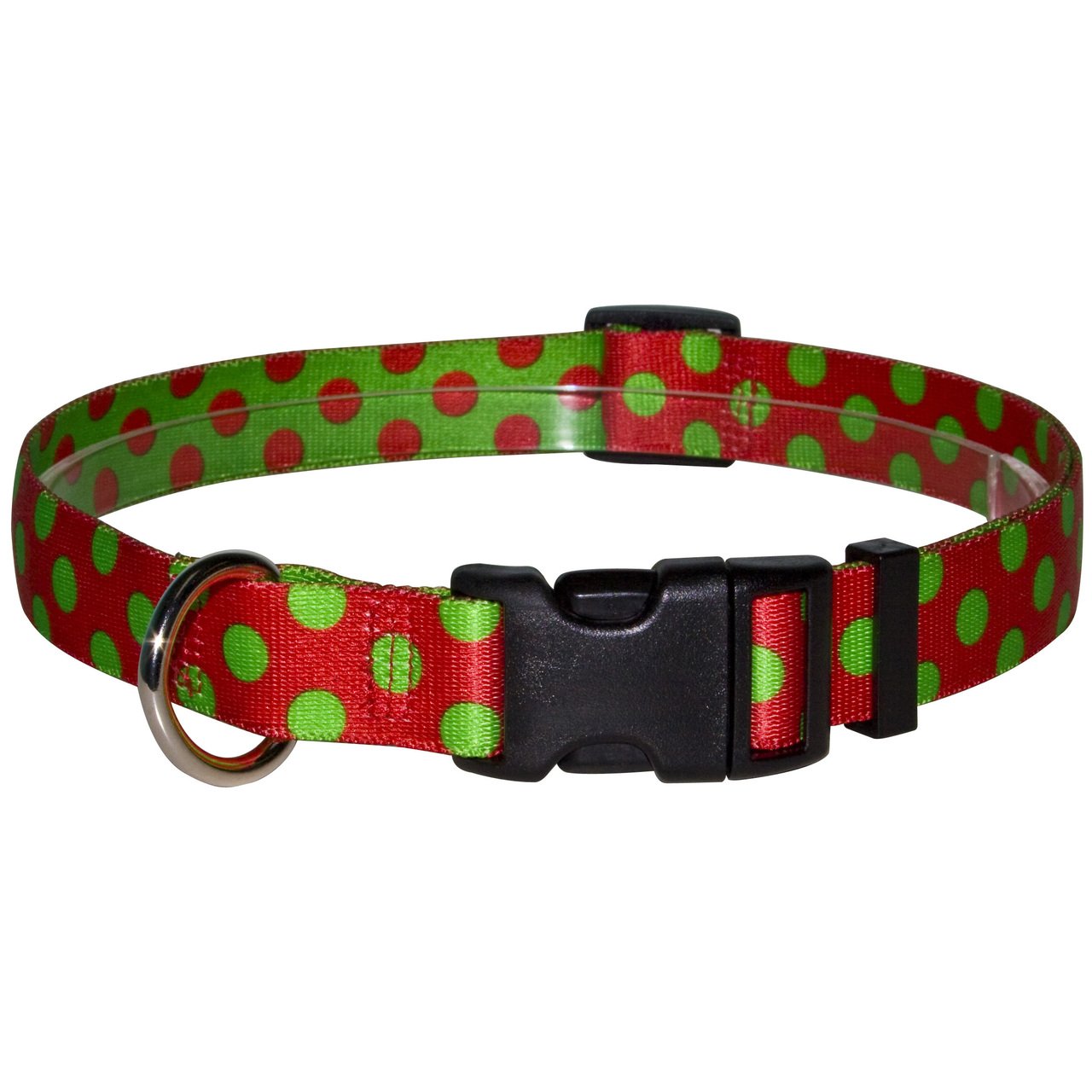 Yellow Dog Design Standard Easy-Snap Collar, Christmas Polka Dot, Medium 14" - 20" (1" Wide)