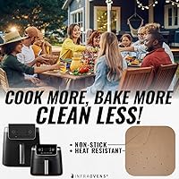 Vista 2 de Hojas de papel pergamino para freidora de aire Ninja Pro XL 6 en 1 de 6.5 cuartos de galón, forros cuadrados extra grandes para freidora de aire