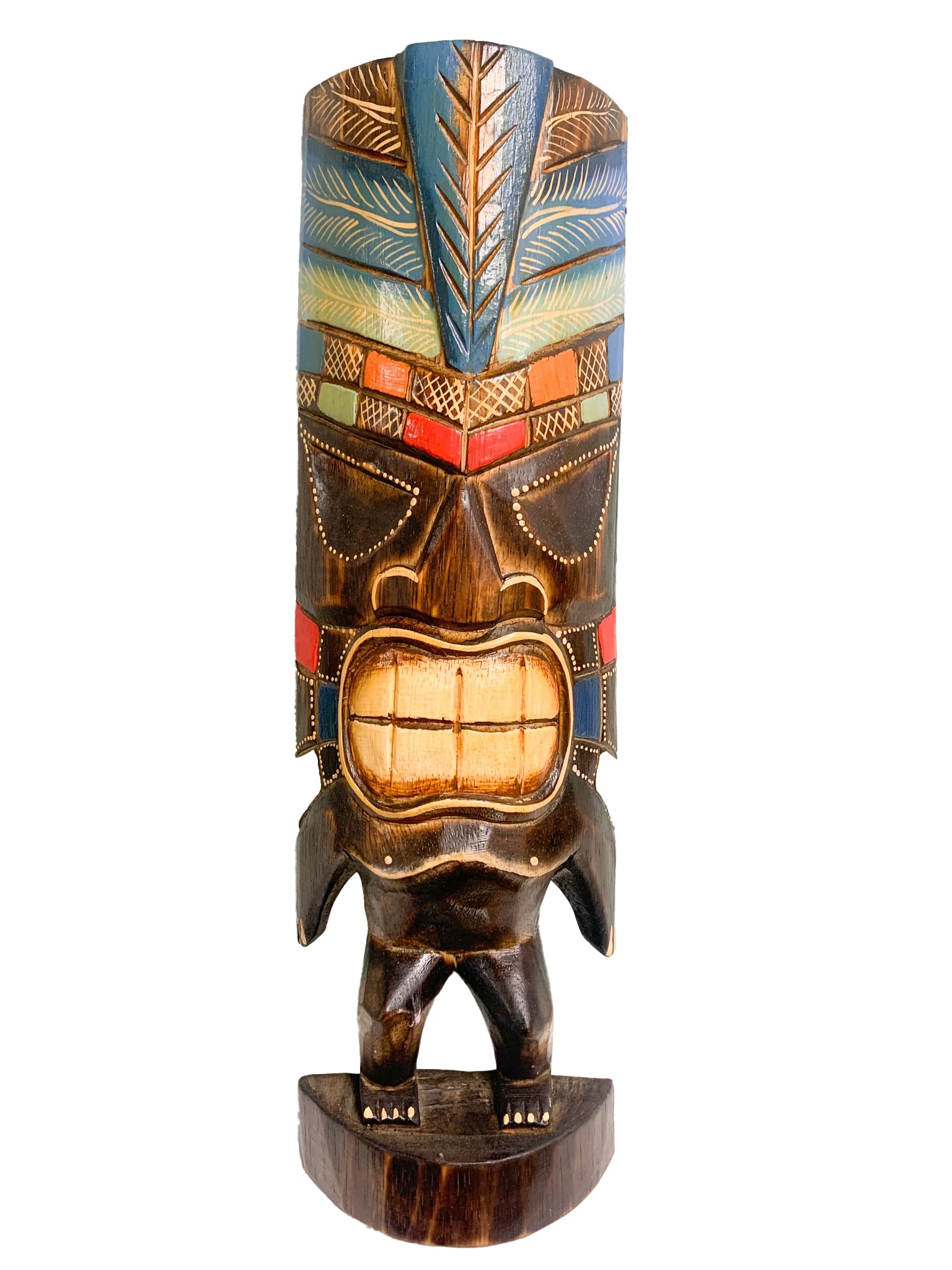 My Family House Hand Carved Wooden Tiki Mask Wall Art, Polynesian Tribal Decor, Assorted Designs, Rustic Tropical Home & Garden Ornament (Design 5)
