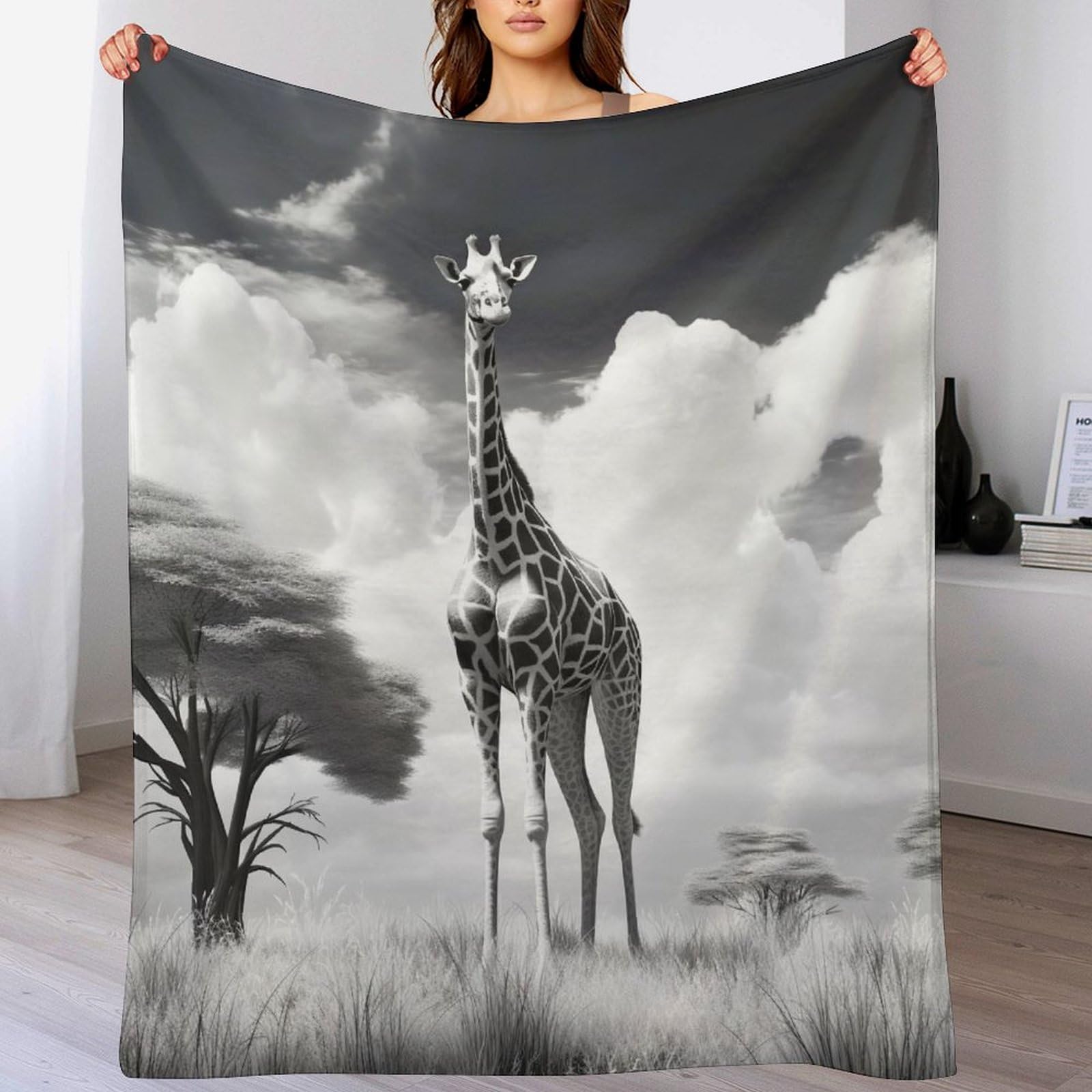 Couverture girafe plaid confortable lit canapé drap chaud lavable 100x130