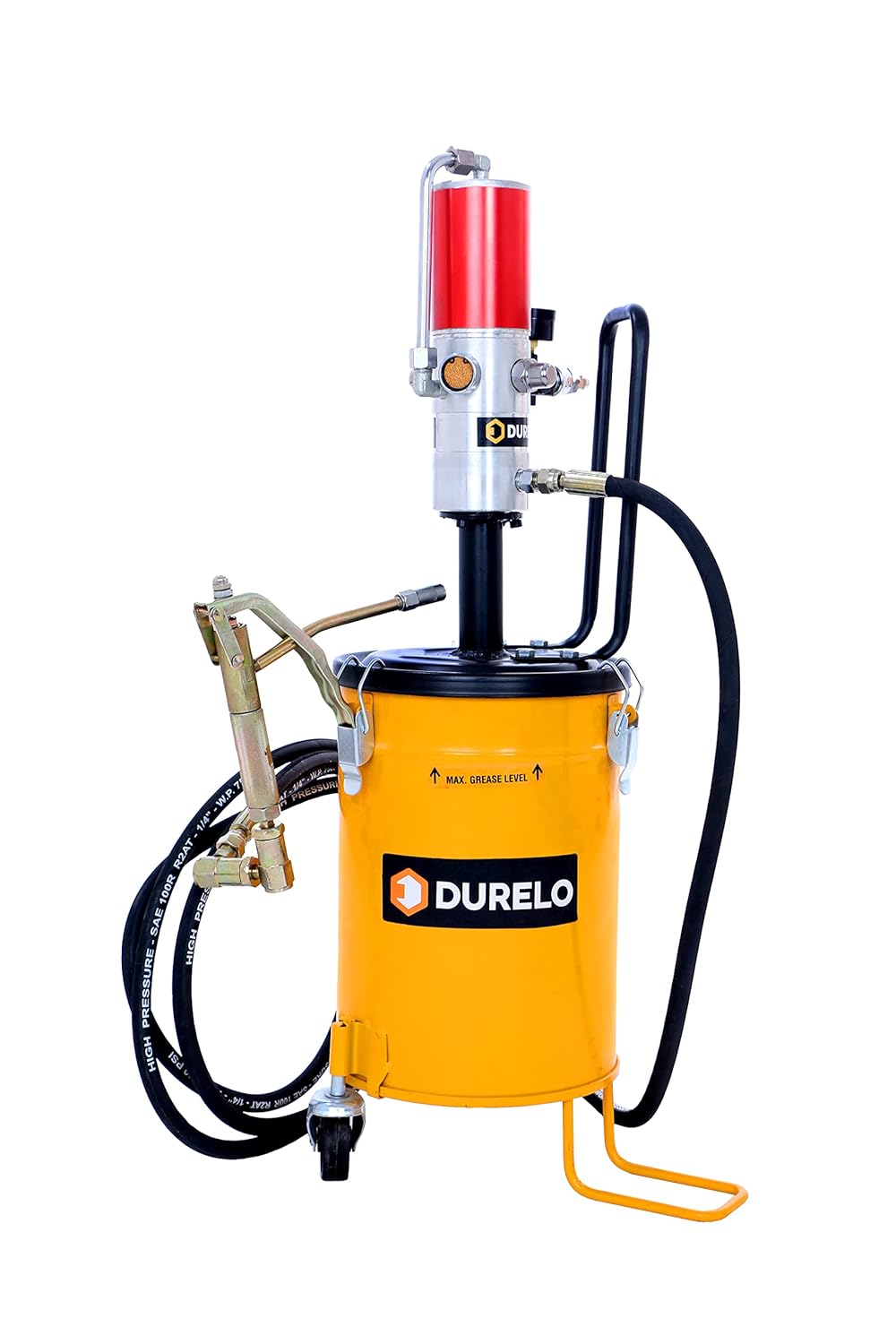 DURELO GRP10 Air Operated Pneumatic Grease Gun Bucket 10Kg High Pressure Grease Pump Ratio 50