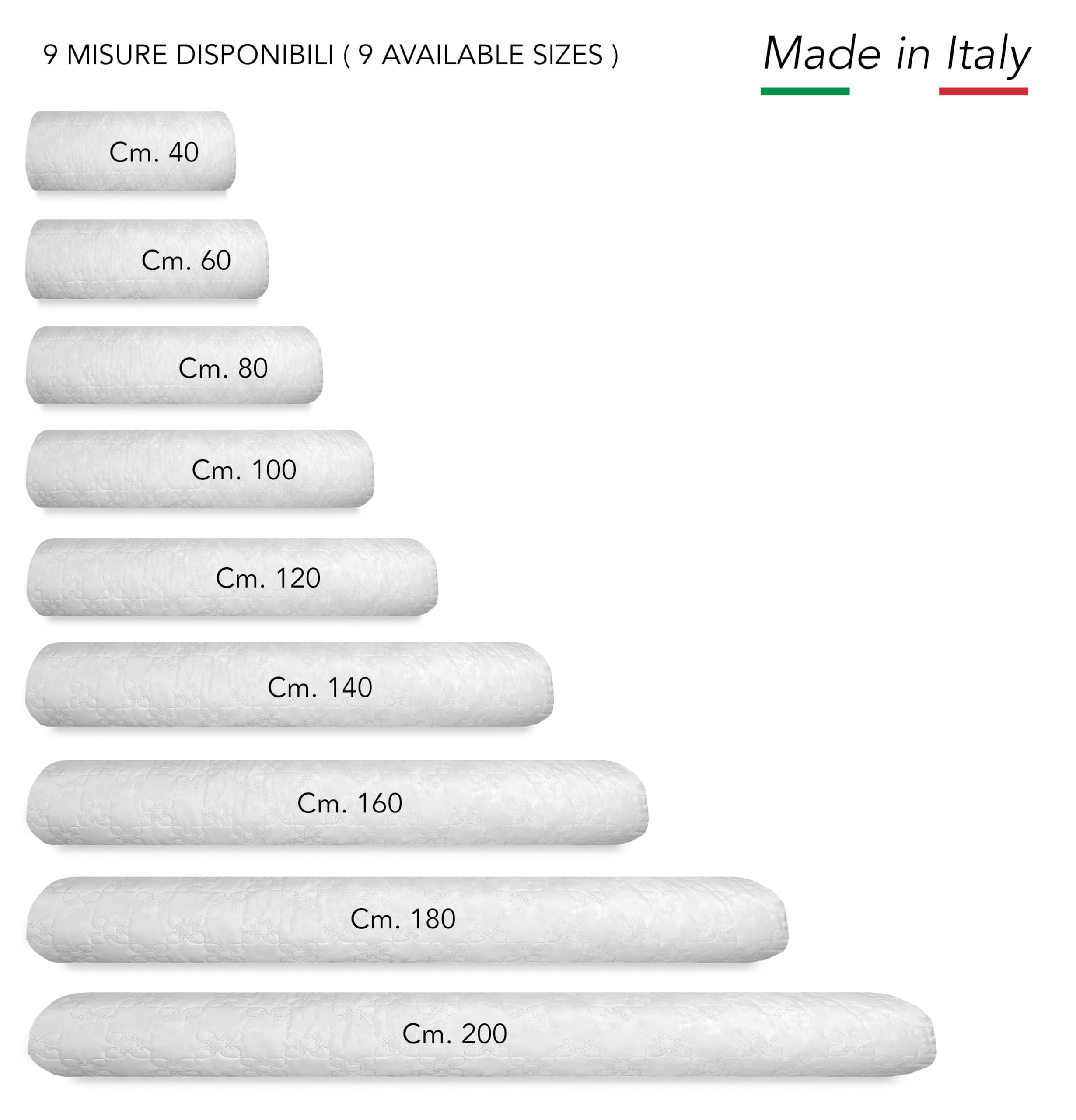 Tex family GUANCIALE Cuscino Parigi cilindrico alla Francese traversino Tubolare Lungo in 4 Misure - Cm. 180