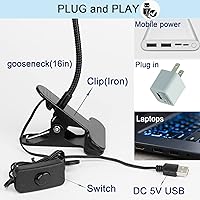 Vista 3 de Lámpara de luz negra LED UV con abrazadera con USB, lámpara portátil de cuello de ganso mejorada de 5 W 395 nm con clip para uñas de gel, detección