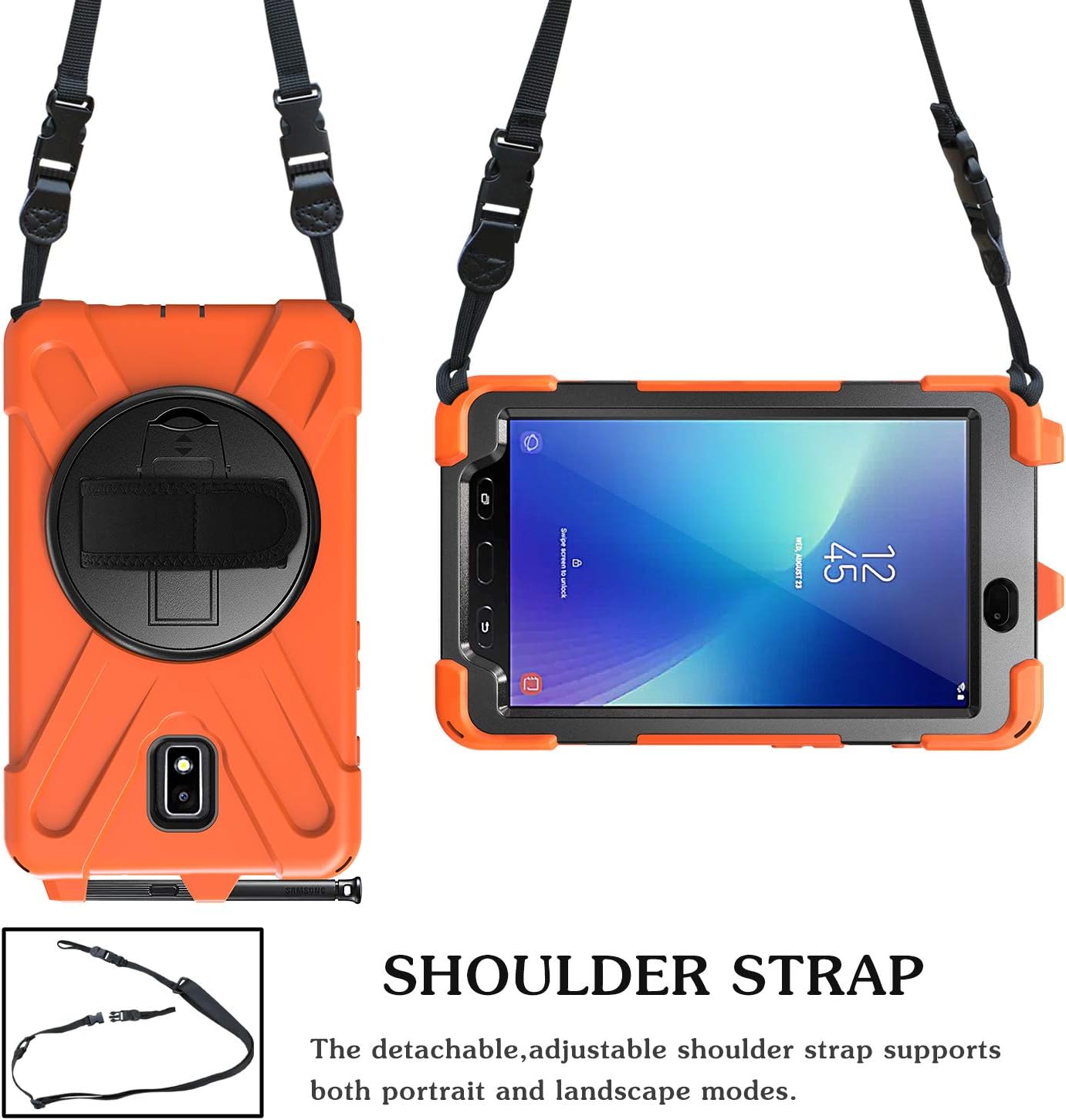 for Samsung Galaxy Tab Active2 8.0 T390/T395/T397 Case,Three-in-one Shatter-Resistant Shell, Drop-Proof, Dust-Proof, Shock-Proof,360 Degree Rotating Multi-Function Grip Bracket