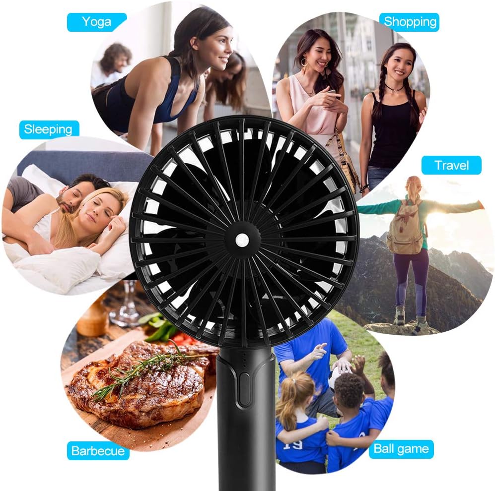 COO Mini Portable Battery Operated Desk Fan with Flashlight, 3 Speeds Adjustable-2200mAh Battery Rechargeable Small Desk Fan for Home Office Bedroom Outdoor Backpacking Camping, 4.5 Inch, Black