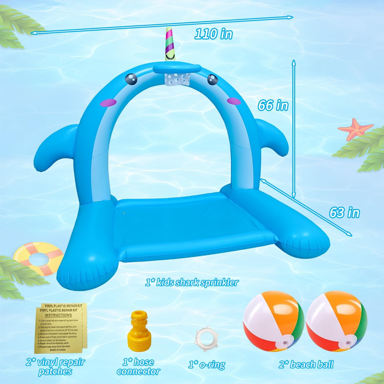 Mostop 8.7FT Inflatable Whale Sprinkler for Kids, 3-in-1 Large Splash Pad with Basketball Hoop, Outdoor Water Toys for Toddlers Ages 3-8, Summer Backyard Fun Sprinkler Mat for Dogs & Family