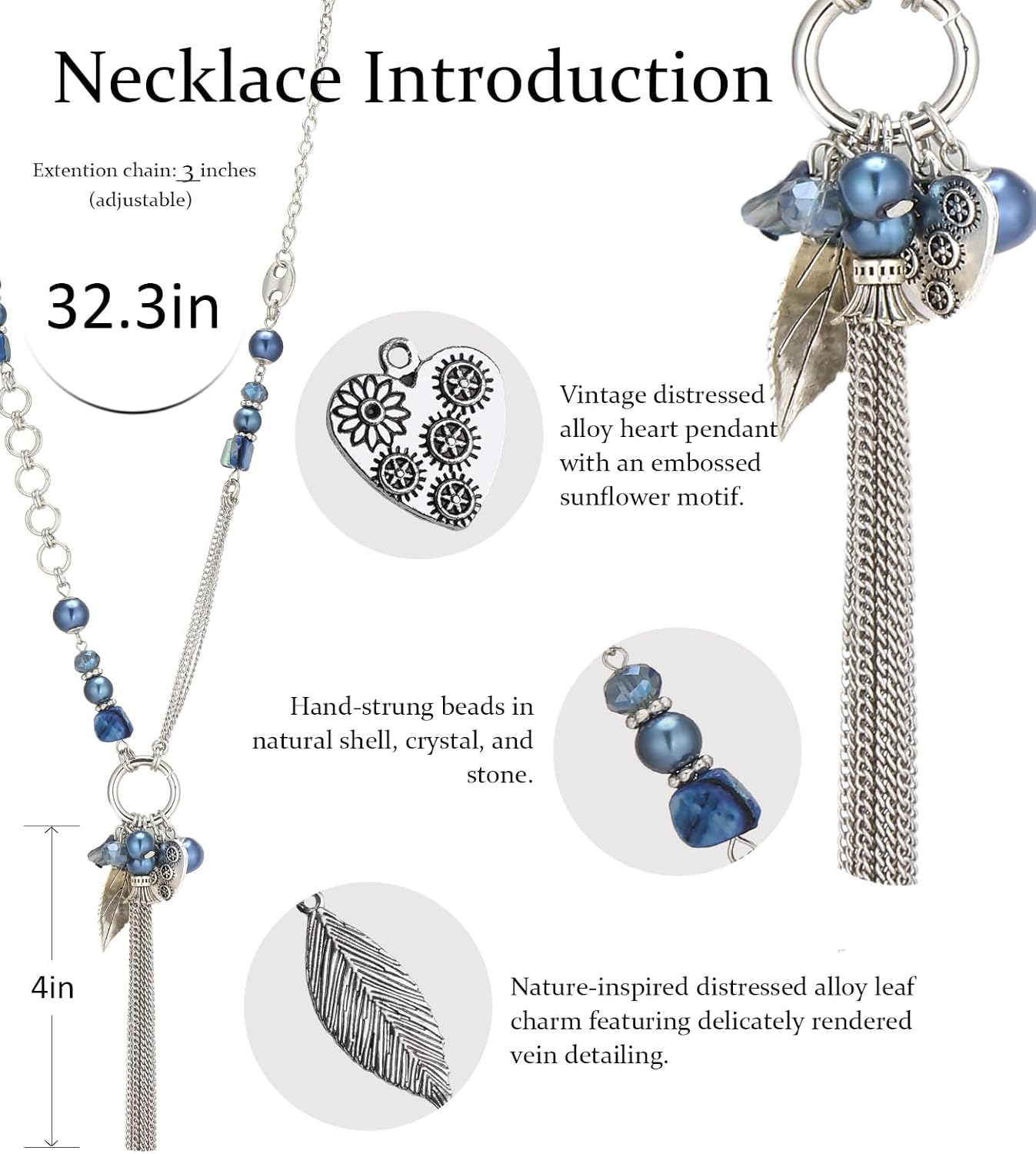 FULU AUTUMN Long Necklaces for Women Trendy Long Chunky Beaded Necklace Boho Fashion Costume Jewelry Mothers Day Gifts for Her - Image 4