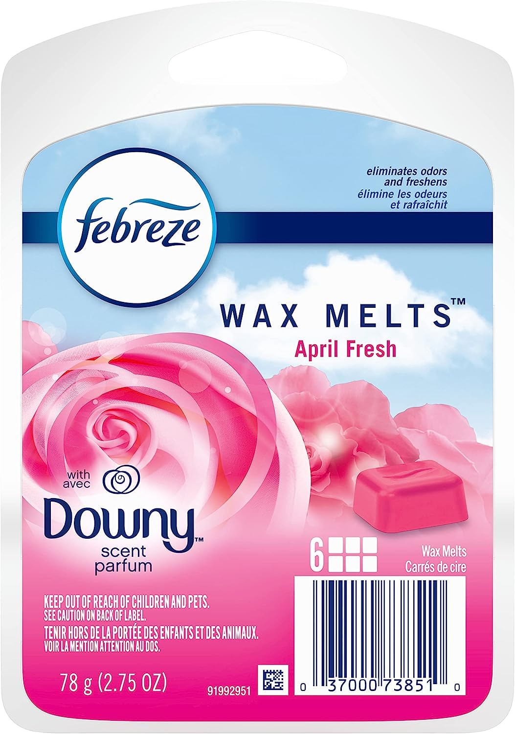 Febreze Odor-Fighting Wax Melts Air Freshener Refills with Downy Scent April Fresh 6 count