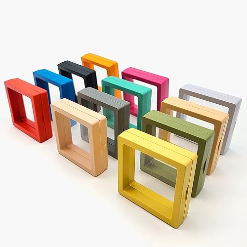 ailison 12 soportes de exhibición de marco flotante 3D, caja de joyería, caja de regalo, organizador de adornos, caja de joyería de viaje pequeña,