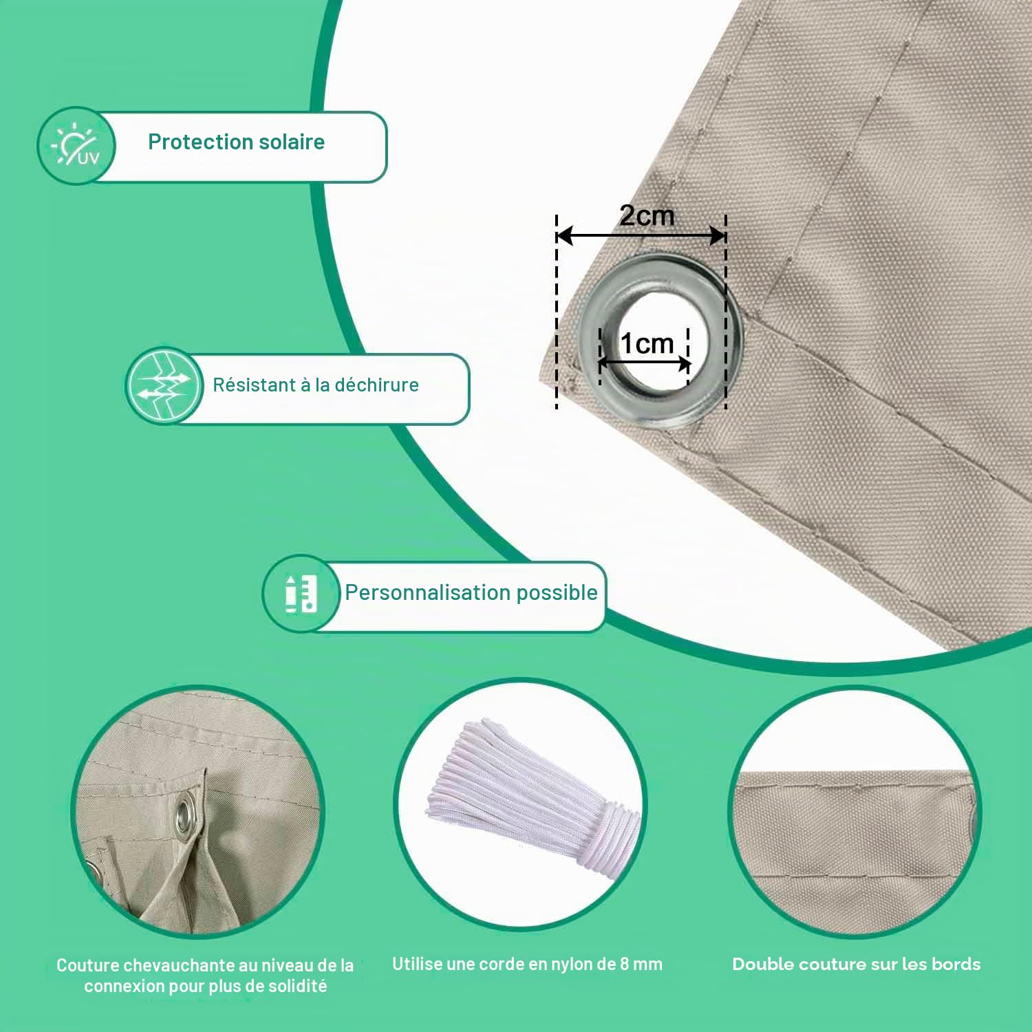 Rétractable Vague Voile-D'ombrage Imperméable 300x350cm(BxL) Pare-Soleil rétractable pour pergola Voile d'ombrage à Vagues coulissantes pour Jardin extérieur arrière-Cour Kaki