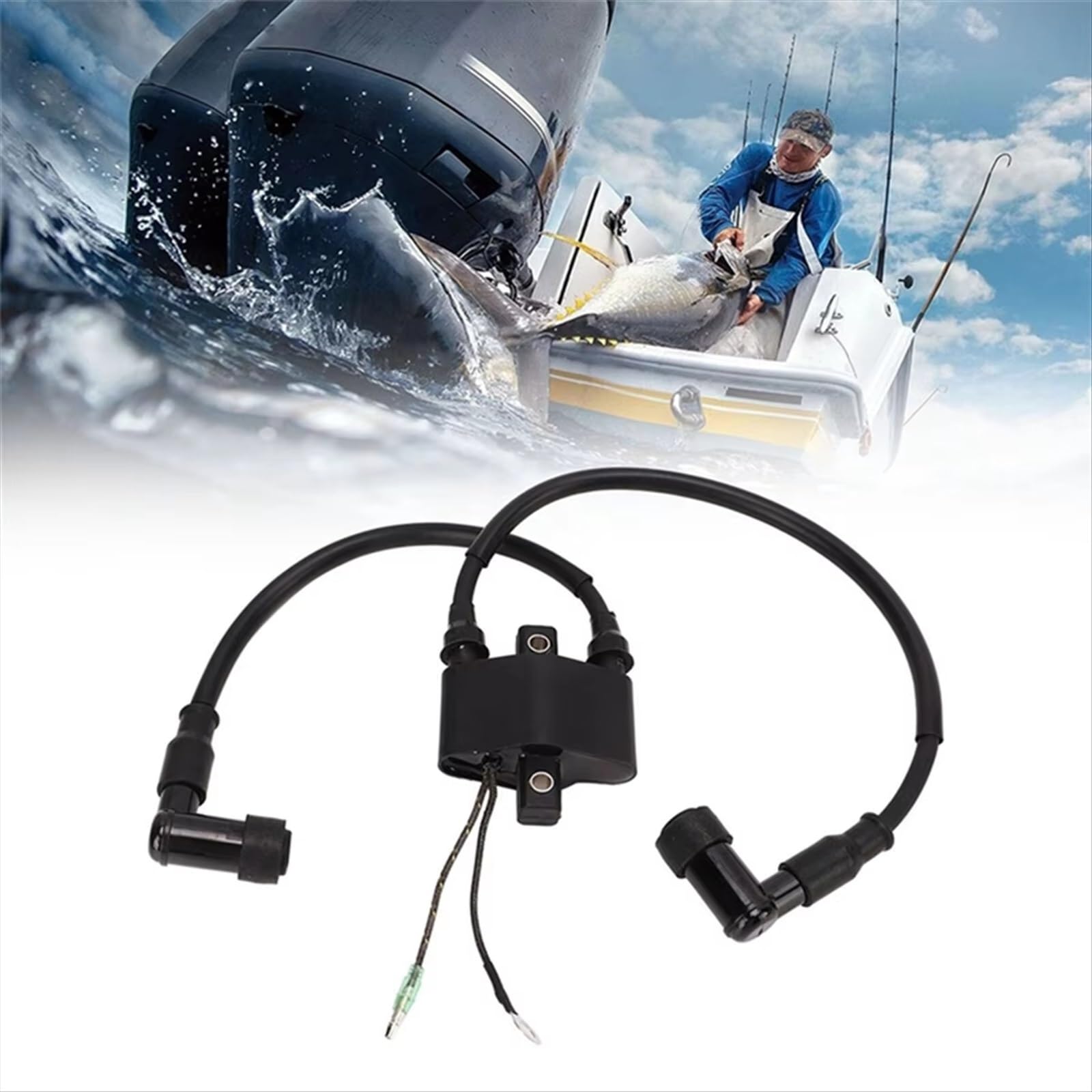 Bobine d'allumage 3A0-06048 pour Moteurs Hors-Bord Tohatsu et Mercury 25/30 CV, référence 3A0-06048-1, 160643, 8M0047311, avec Bougie.