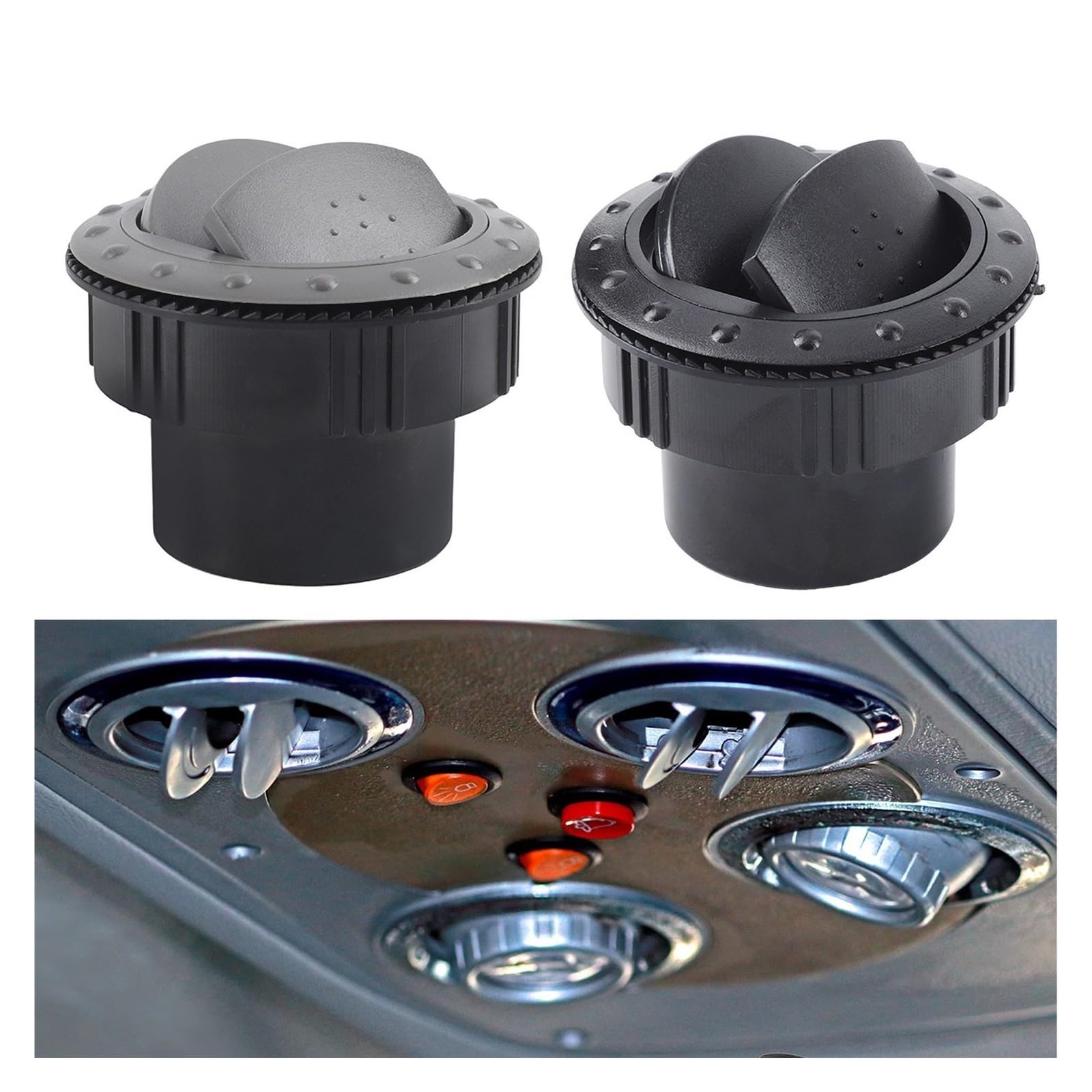 Griglia Ventilazione condizionata Deflettore sfiato per Uscita Aria condizionata Universale 65 mm Rotazione cruscotto Auto 255 Pollici Camper ATV A/C | Black