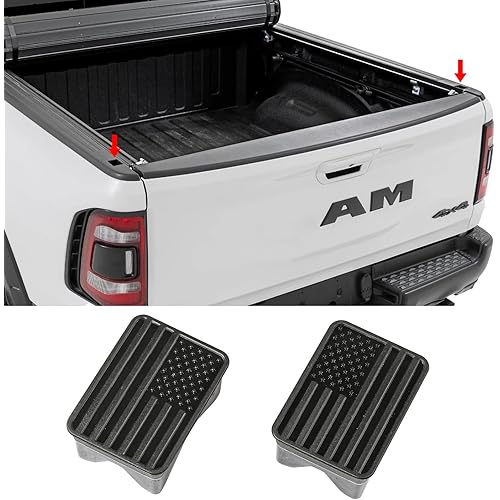 Bed Rail Stake Pocket Covers for Dodge Ram 1500 2019 2020 2021 2022 2023 2024 2025 2026 Truck Accessories Caps Rear Holes Plugs Covers Black 2Pcs
