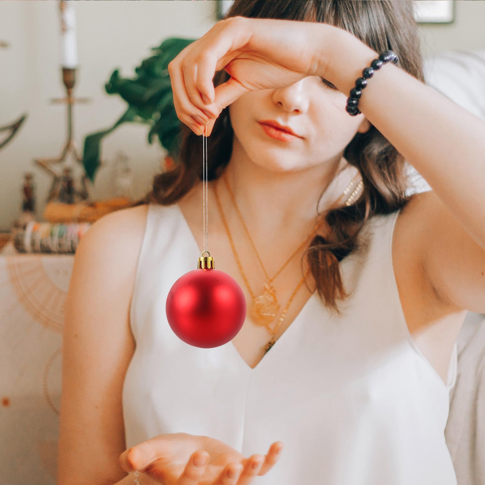 TOYANDONA 90 Stück Weihnachtsbaumschmuck Rote Kugeln aus Kunststoff für