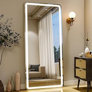 26x68 inch Full Length Mirror with Lights, LED Lighted Floor Standing, H...
