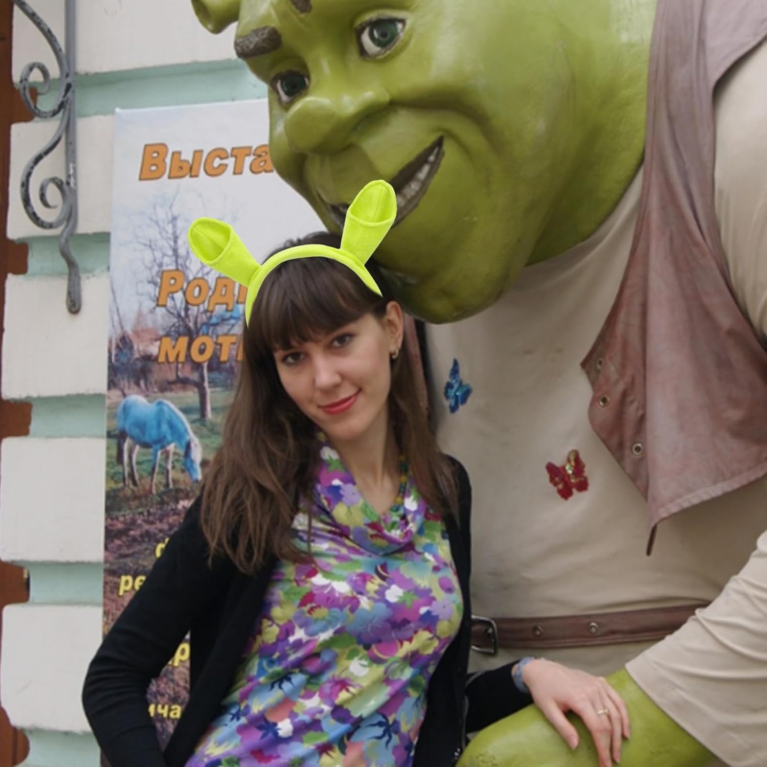 Cute Green Plush Animal Ears Horns Headband Alien Ogre Hair Hoop Monster Ear Headwear for Halloween Cosplay Party - Image 4