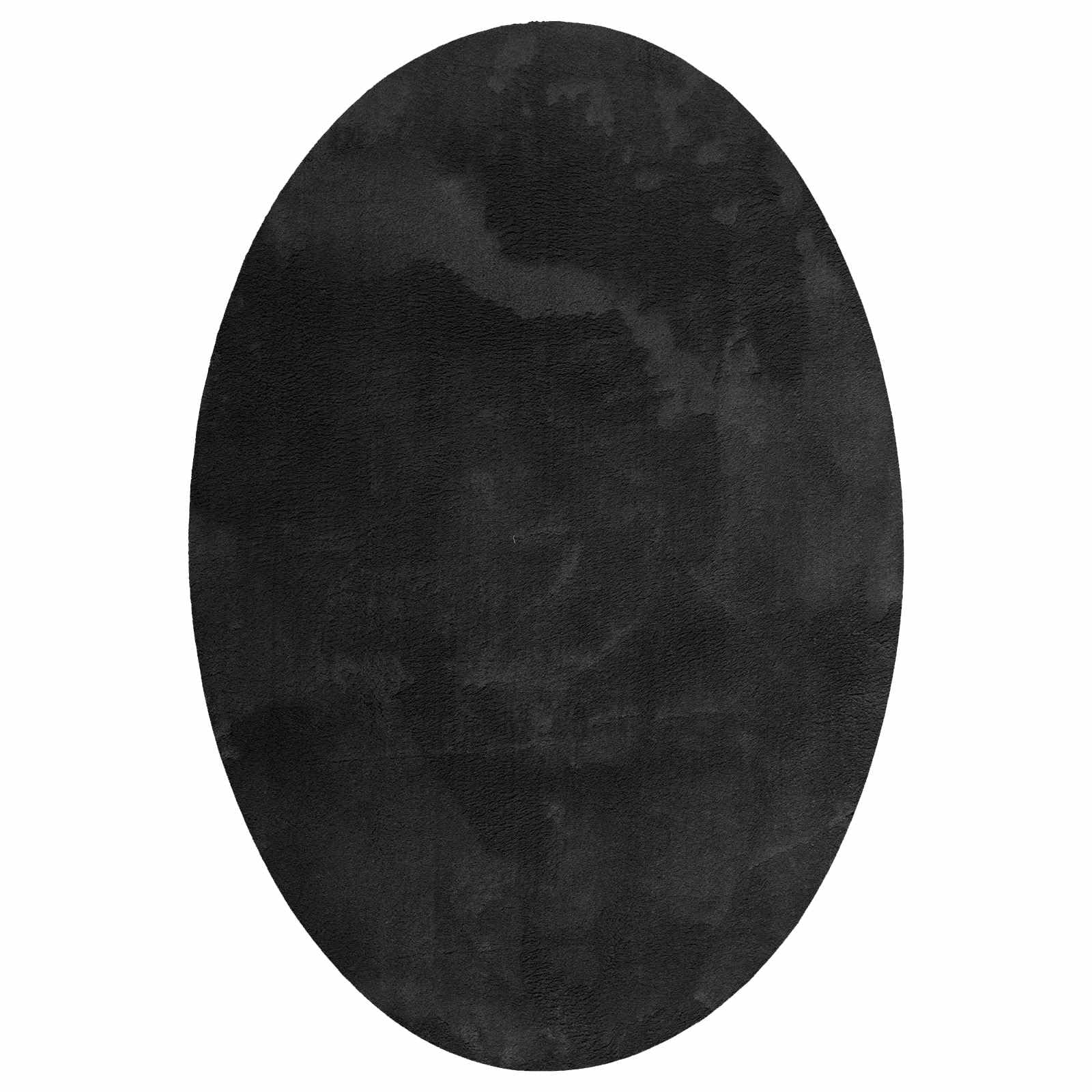 HUARTE Tapis ovale 160 x 230 cm - Tapis de salon moderne en polyester résistant - Antidérapant et facile d'entretien - Pour couloir et salon - Noir