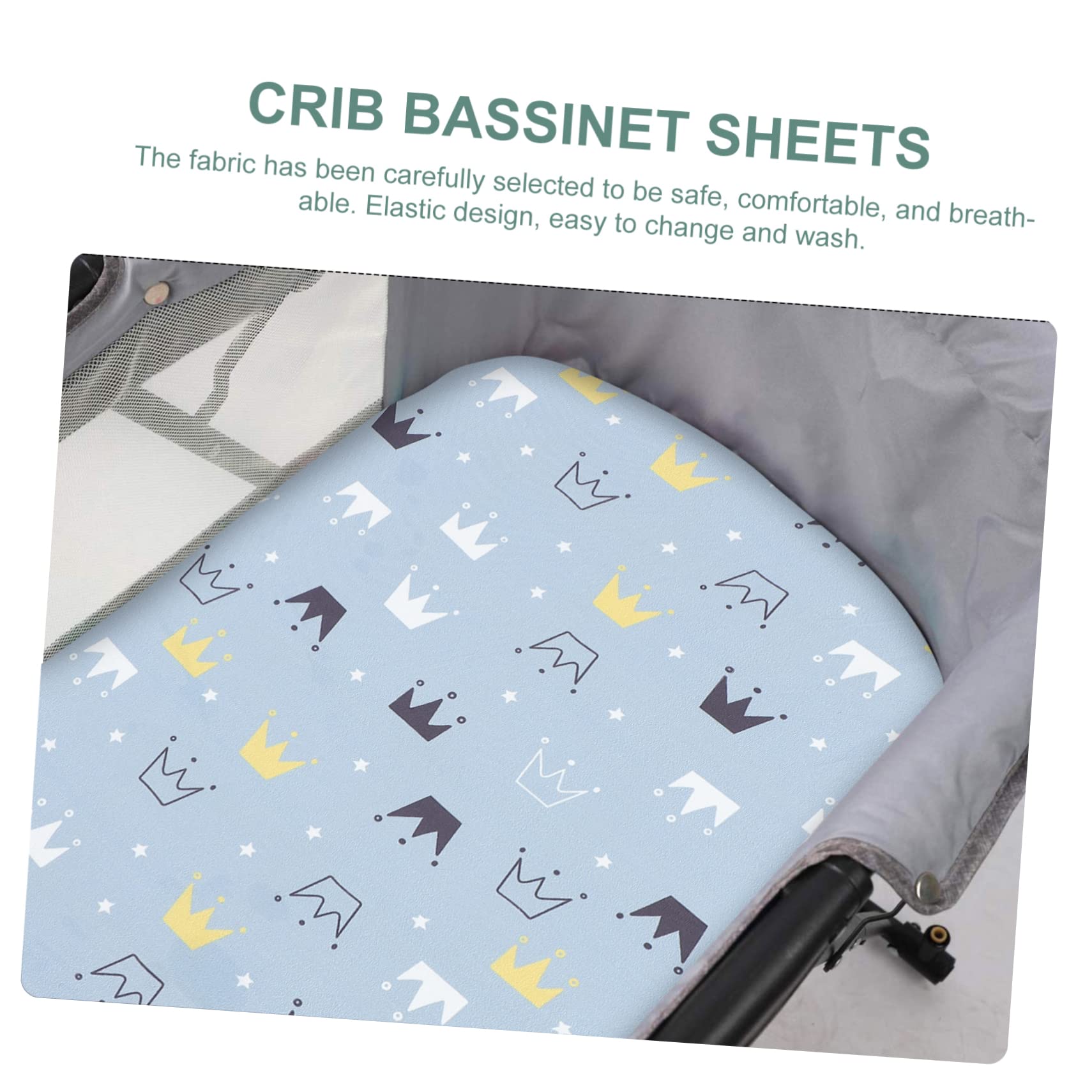 Totority Elastic Crib Mattress Cover Bassinet Mattress Pad Printed Crib Sheets Set