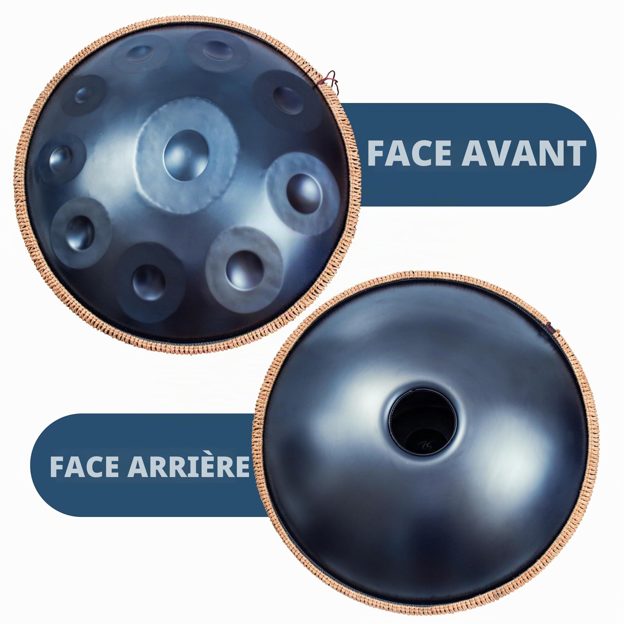 ANTETOK Handpan Drum D Minor 10 Notes 22 pouces,Hang Drum,tambour de main,avec sac de Transport et Support, Sound Performance, Instrument de Musique Professionnel（Bleu）