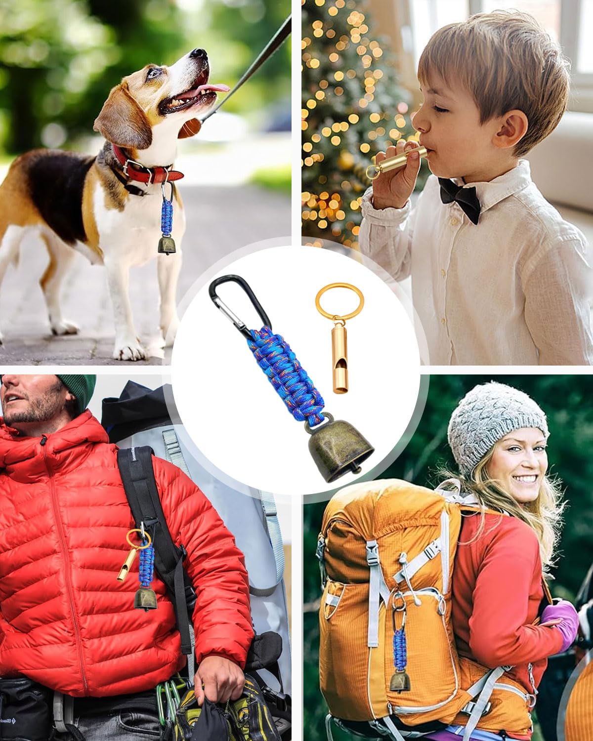 2-teiliges Set Bärenglocke und Pfeife, Laute Bärenglocke Notfallpfeife Bärenglocke Wandern für Wandern Camping Outdoor Angeln Klettern Mountainbike Überleben Reisen