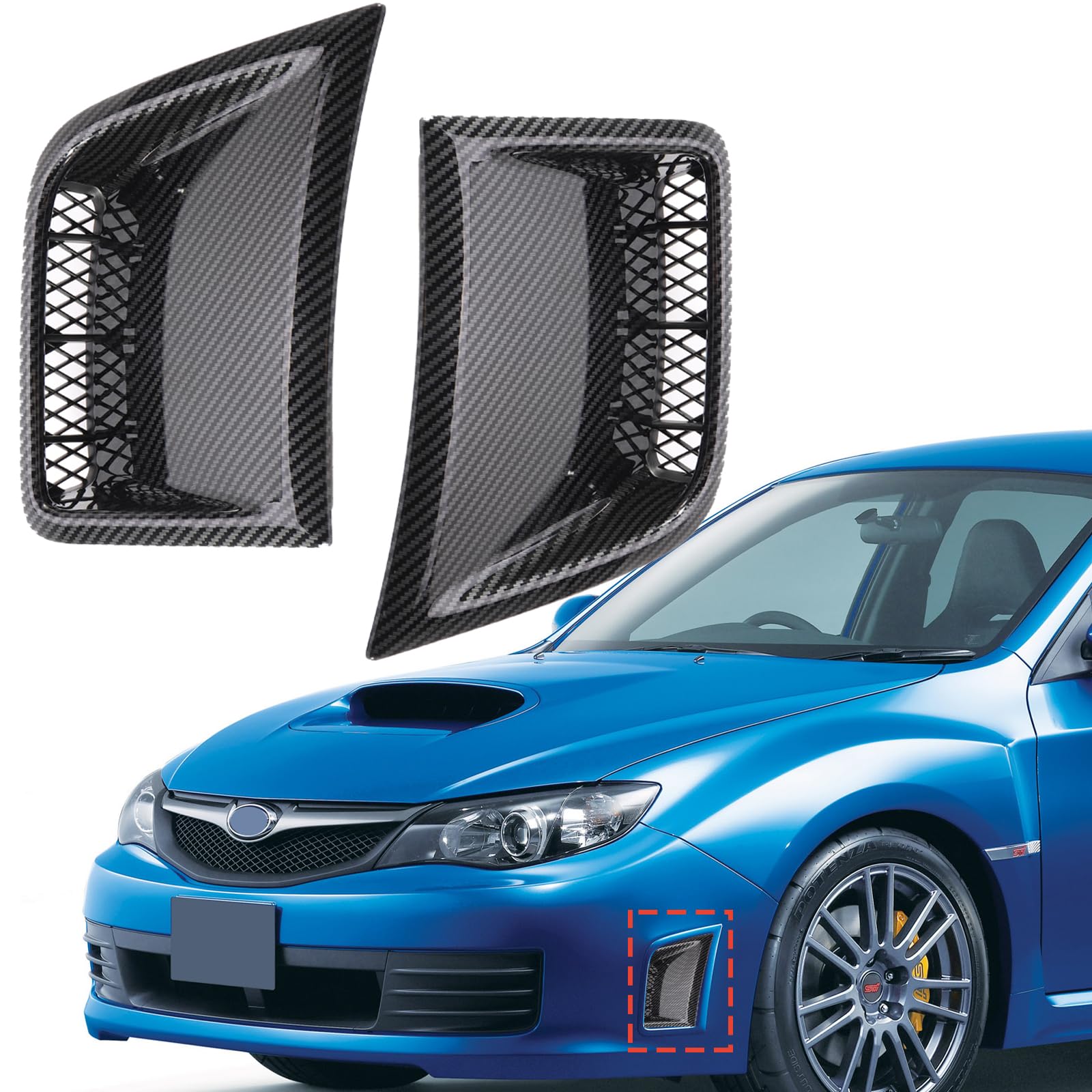 2Pcs Front Bumper Side Bezel Cover for Subaru Impreza WRX STi 2014 2013 2012 2011 2010 2009 2008 Carbon Fiber Printing Bumper Side Air Vents Cover
