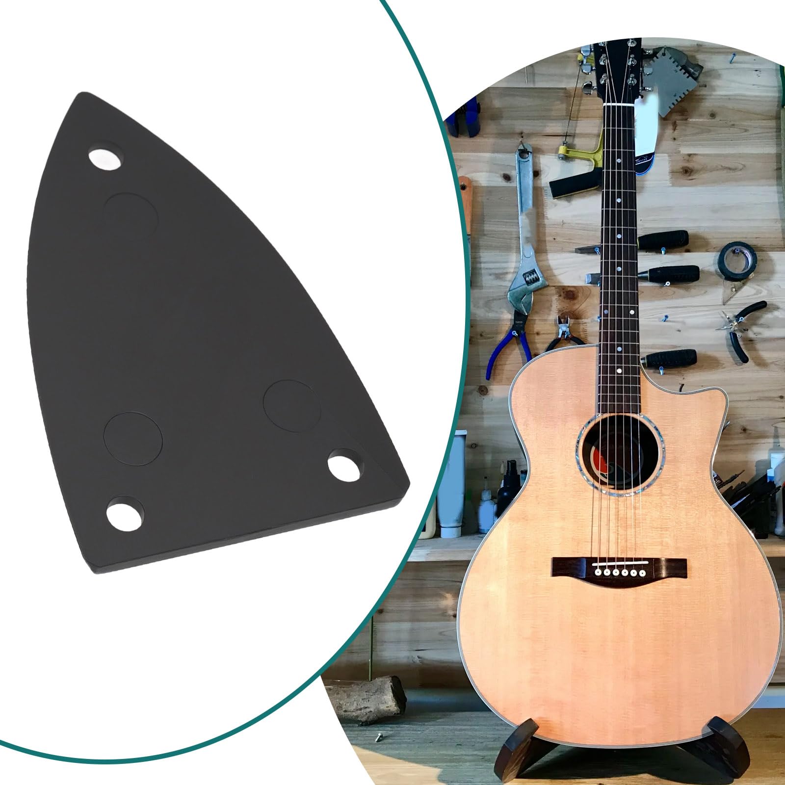 LT Easiyl 3 Sets Guitar Adjustment Rod Cover 3 Holes Triangle Plastic Truss Rod Covers for Acoustic-Electric Guitar Acoustic Guitar Bass Guitar 45x29mm Black - Image 3