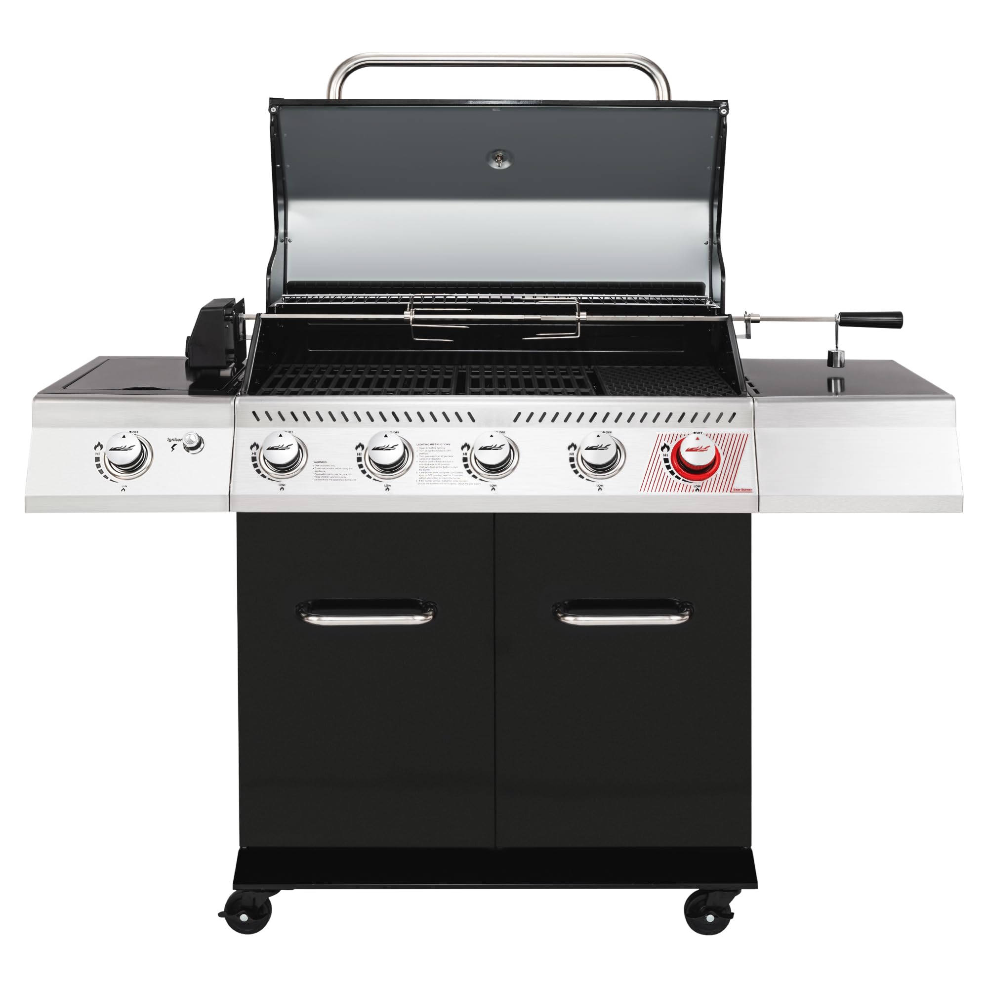 Royal Gourmet GA5404H 5-Burner BBQ Propane Grill with Rotisserie Kit, Deluxe Gas Grill with Sear Burner and Side Burner for Outdoor Patio Garden Picnic Backyard Cooking, Black