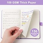 EMSHOI A6 Notebook pour les femmes hommes, petit Mini C'est un bon carnet de poche. 160 Pages numérotées, Leather Hardcover Lited Journal for Work Travel Writing Gift, 3,7"x5,7" - LightPurple