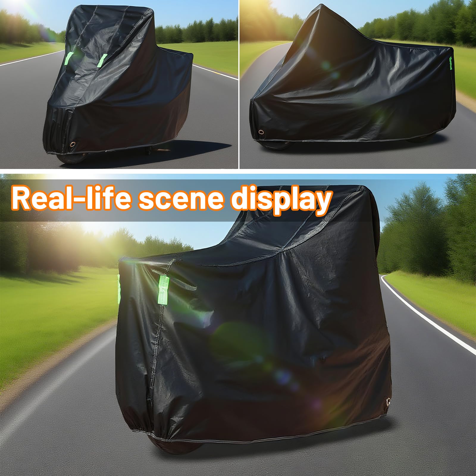 D-Lumina Telo coprimoto impermeabile per moto, in poliestere 210D, antifurto, universale, per la maggior parte delle moto, scooter, vespa, ecc., 265 x 105 x 125 cm, XXL