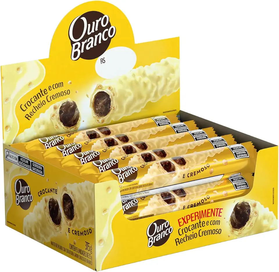 Ouro Branco - Stick Wafer Recheado pacote com 15 unidades de 25g