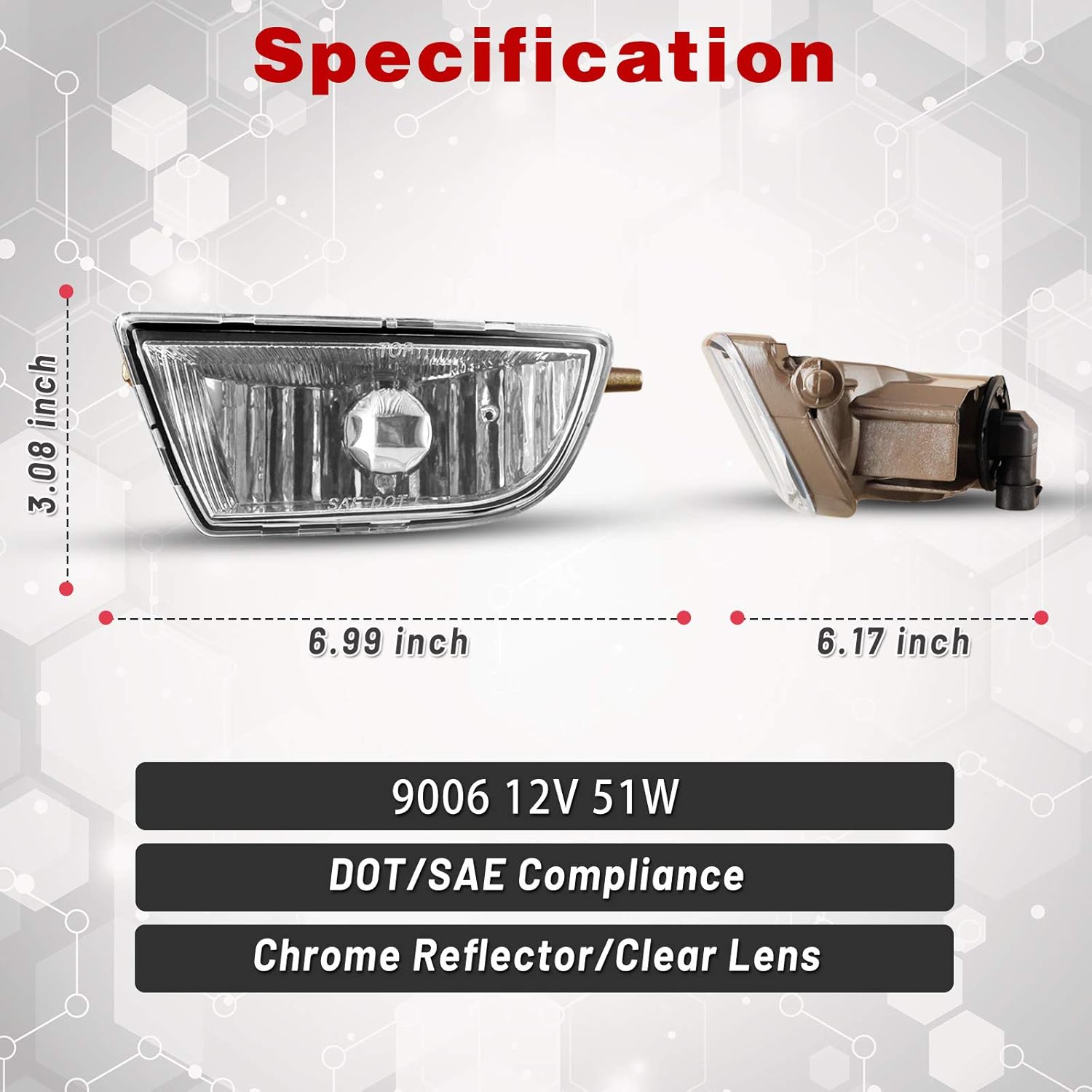 AUTOWIKI Fits For 1998-2003 Toyota Sienna OEM Style Clear Lens Bumper Driving Fog Light Lamp w/9006 12V 51W Bulb OEM No. 8122008010 8121008010